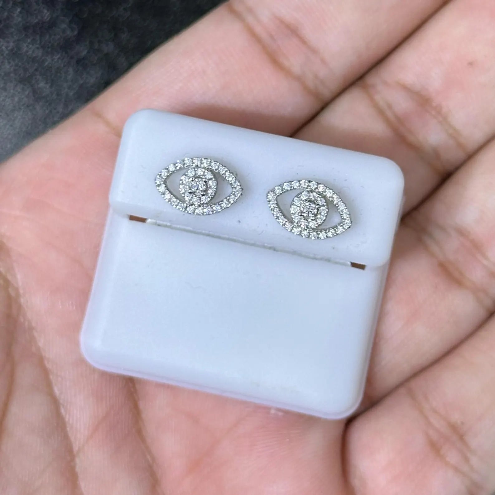 1.50 CTW Moissanite Evil Eye Stud Earrings 925 Sterling Silver