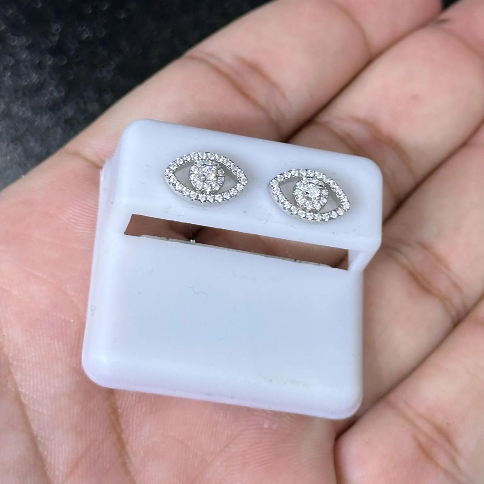 1.50 CTW Moissanite Evil Eye Stud Earrings 925 Sterling Silver