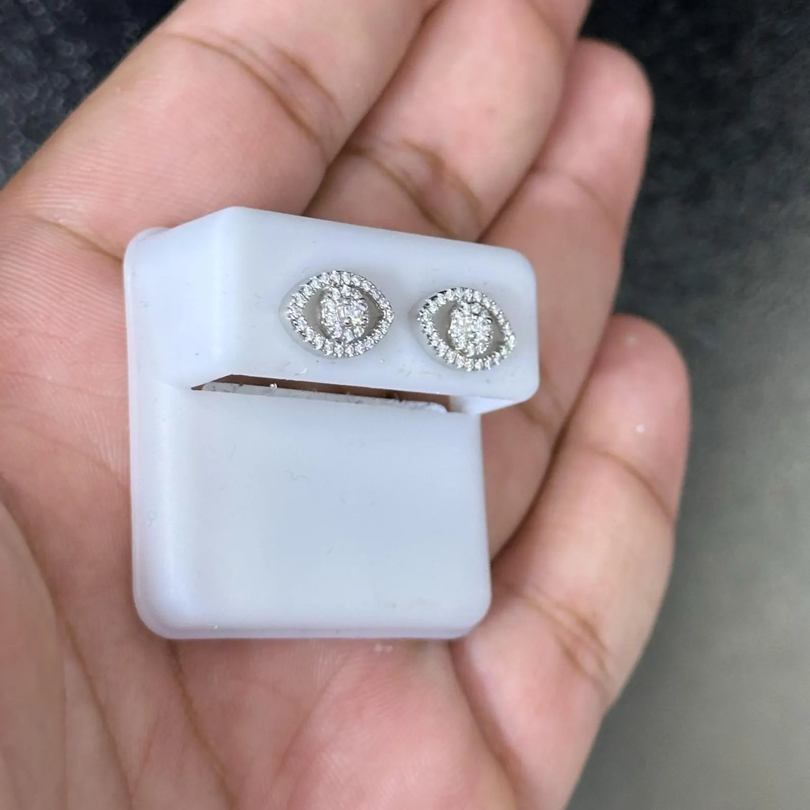 1.50 CTW Moissanite Evil Eye Stud Earrings 925 Sterling Silver