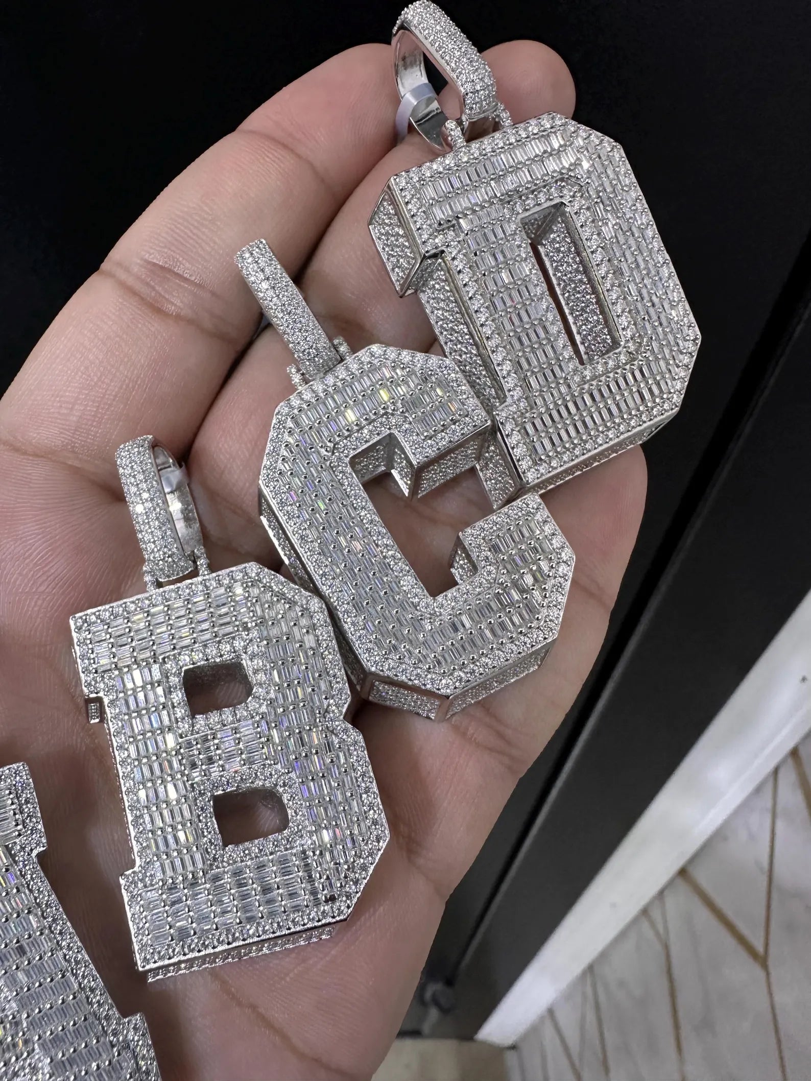 3D Letter Pendant VVS1 Moissanite [8.00 CTW] 925 Sterling Silver