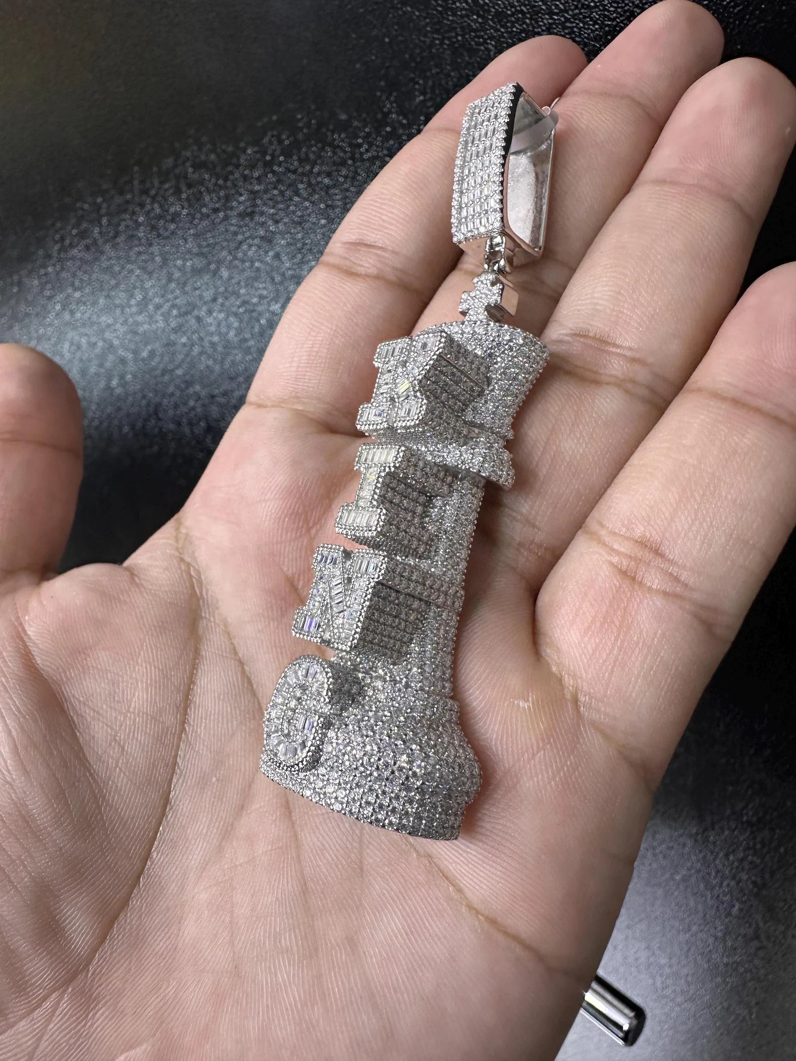 Custom King Chess Piece Pendant VVS1 Moissanite [14.77 CTW] 925 Sterling Silver