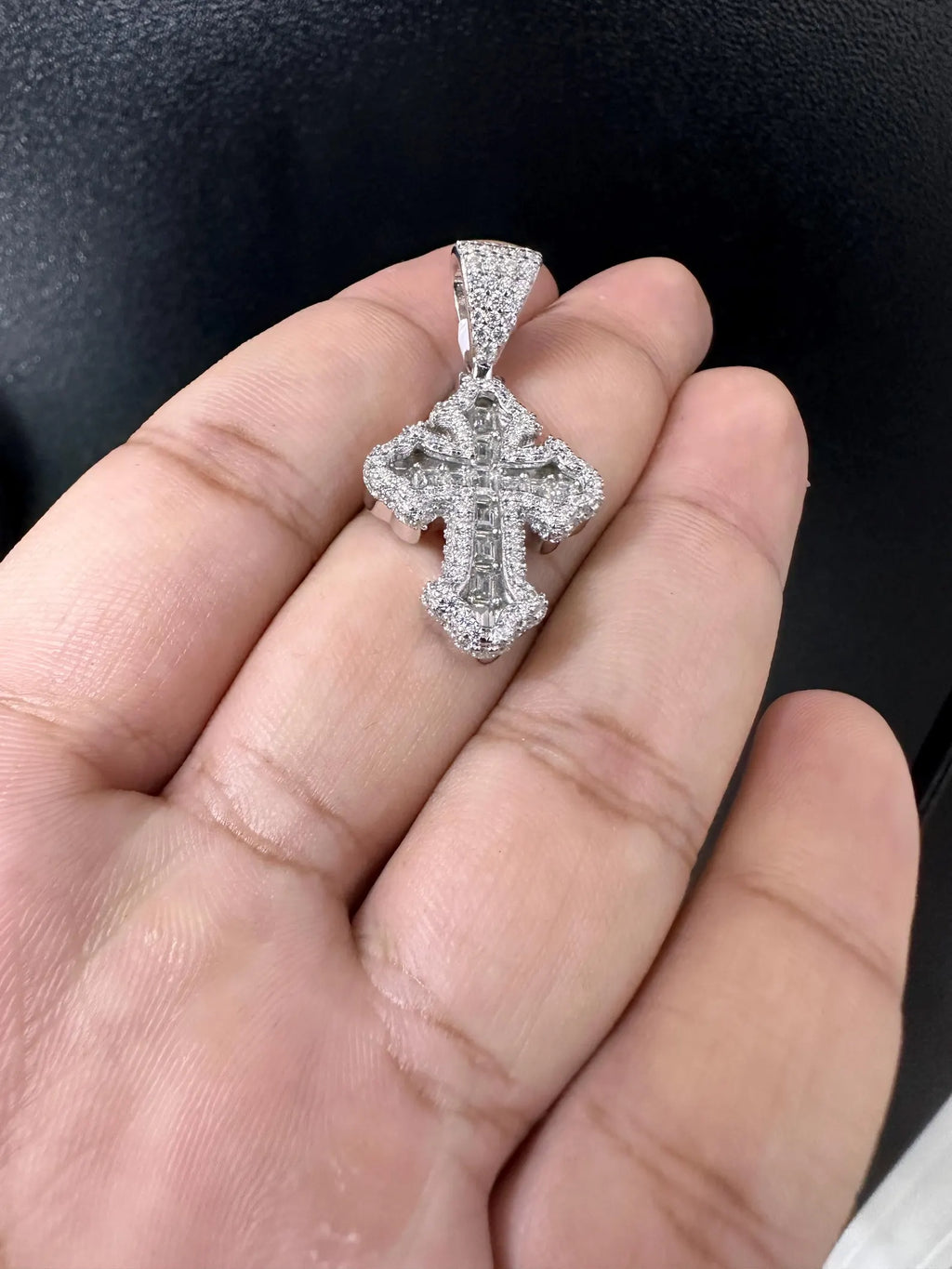 Baguette Cross Pendant VVS1 Moissanite [2.52 CTW] 925 Sterling Silver