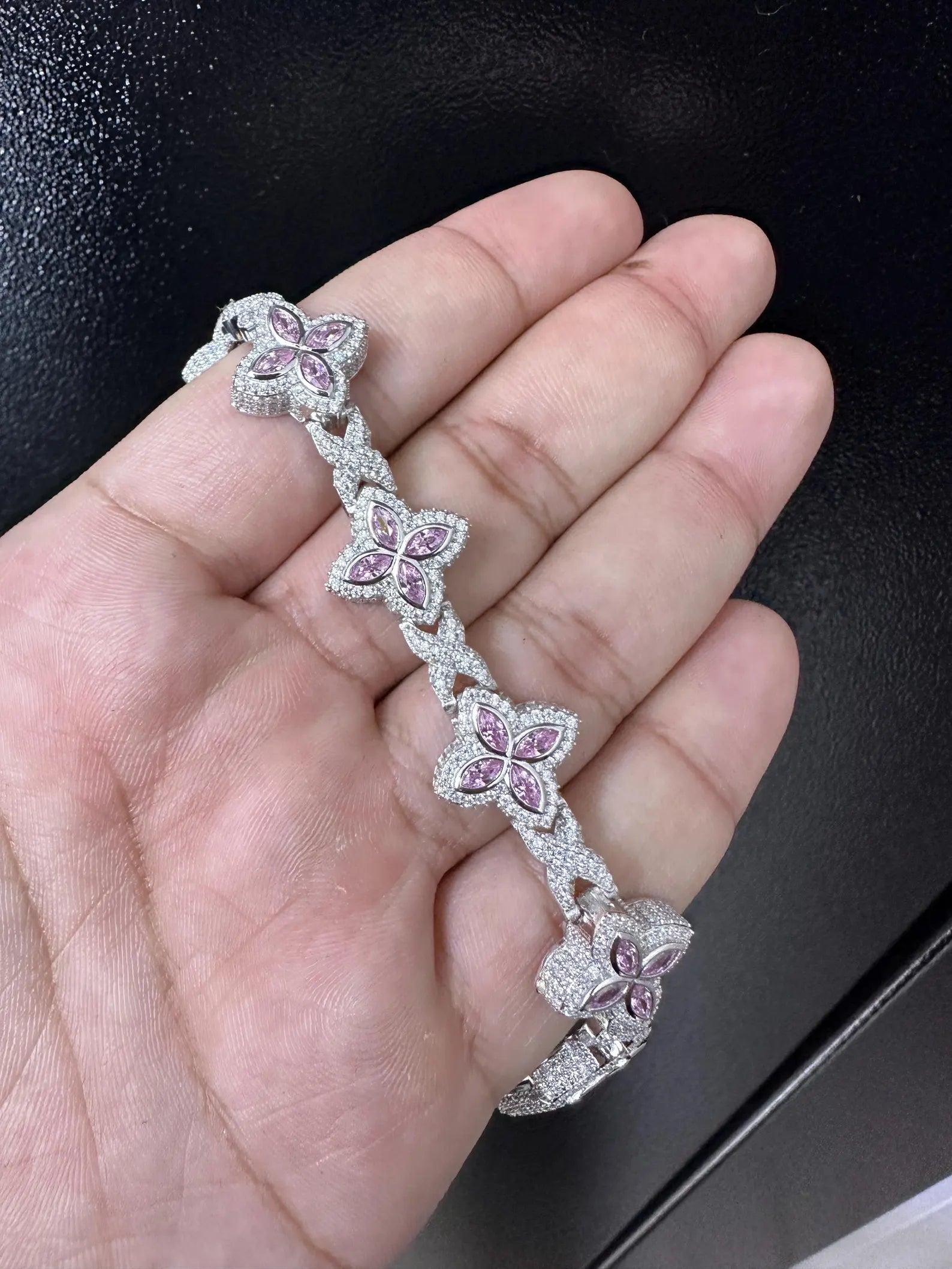 Clover VVS Iced out Bracelet [9.04 CTW] Moissanites in 925 Sterling Silver