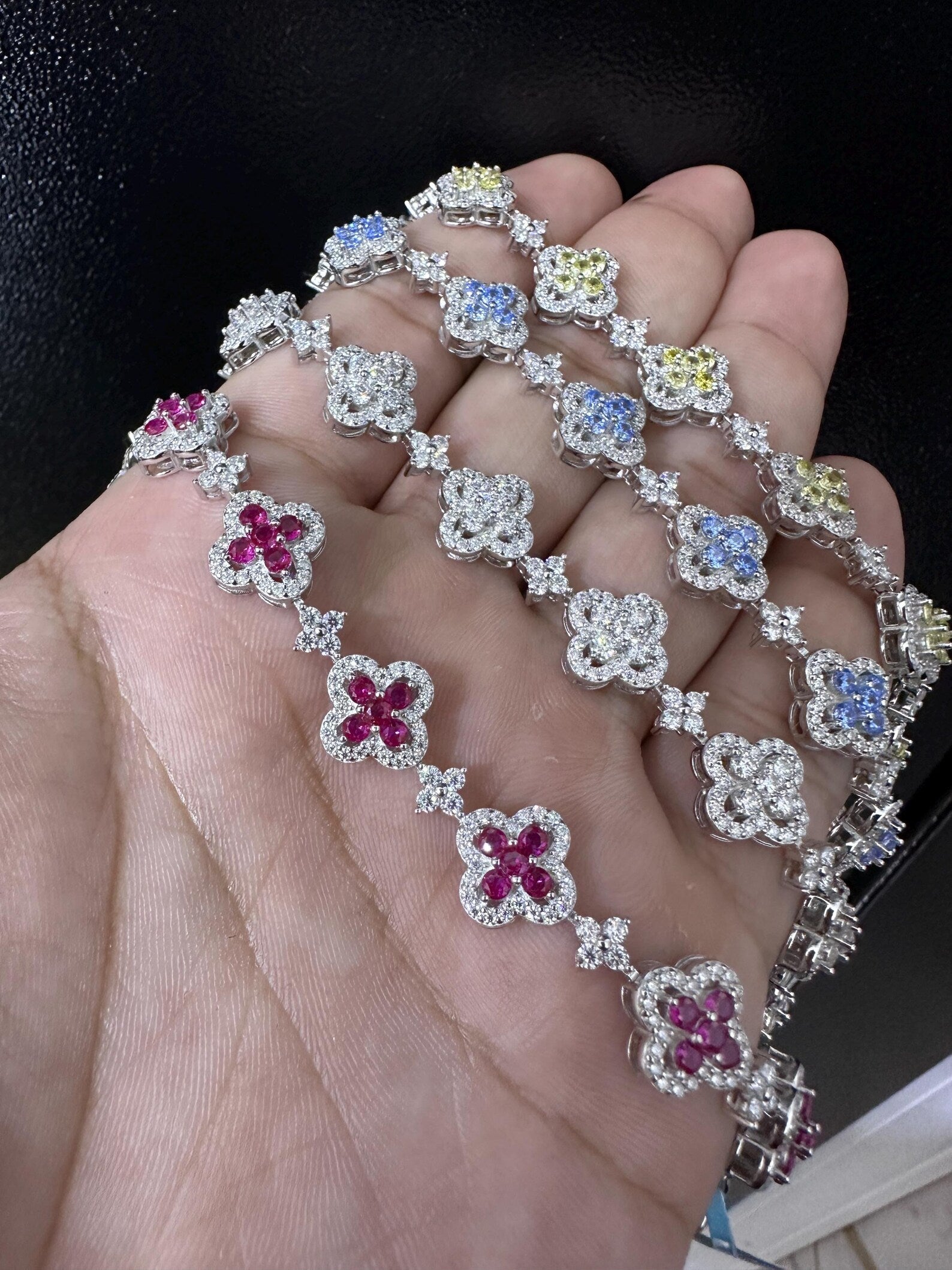 Flower Style Tennis Bracelet [5.83CTW] Moissanites in 925 Sterling Silver