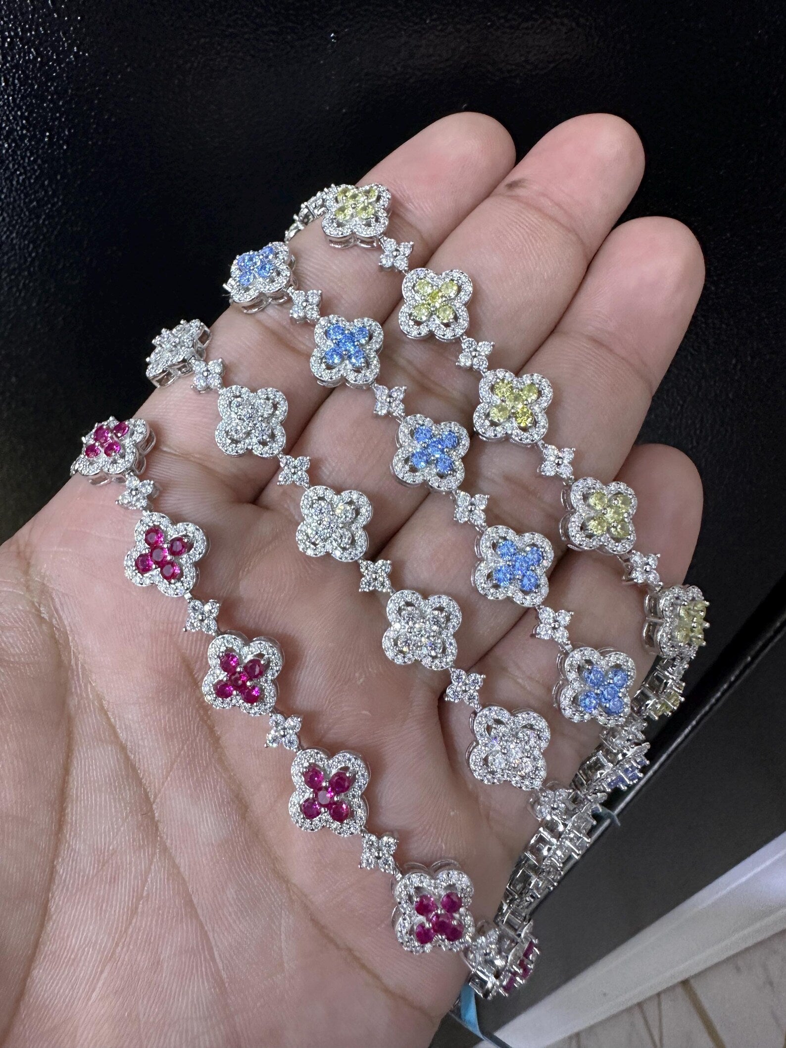 Flower Style Tennis Bracelet [5.83CTW] Moissanites in 925 Sterling Silver