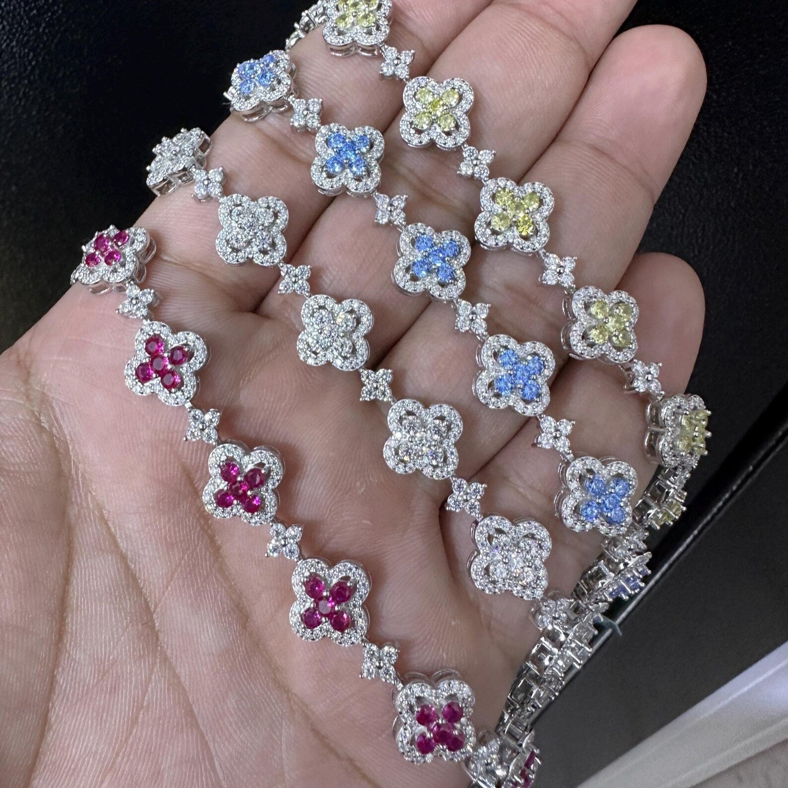 Flower Style Tennis Bracelet [5.83CTW] Moissanites in 925 Sterling Silver