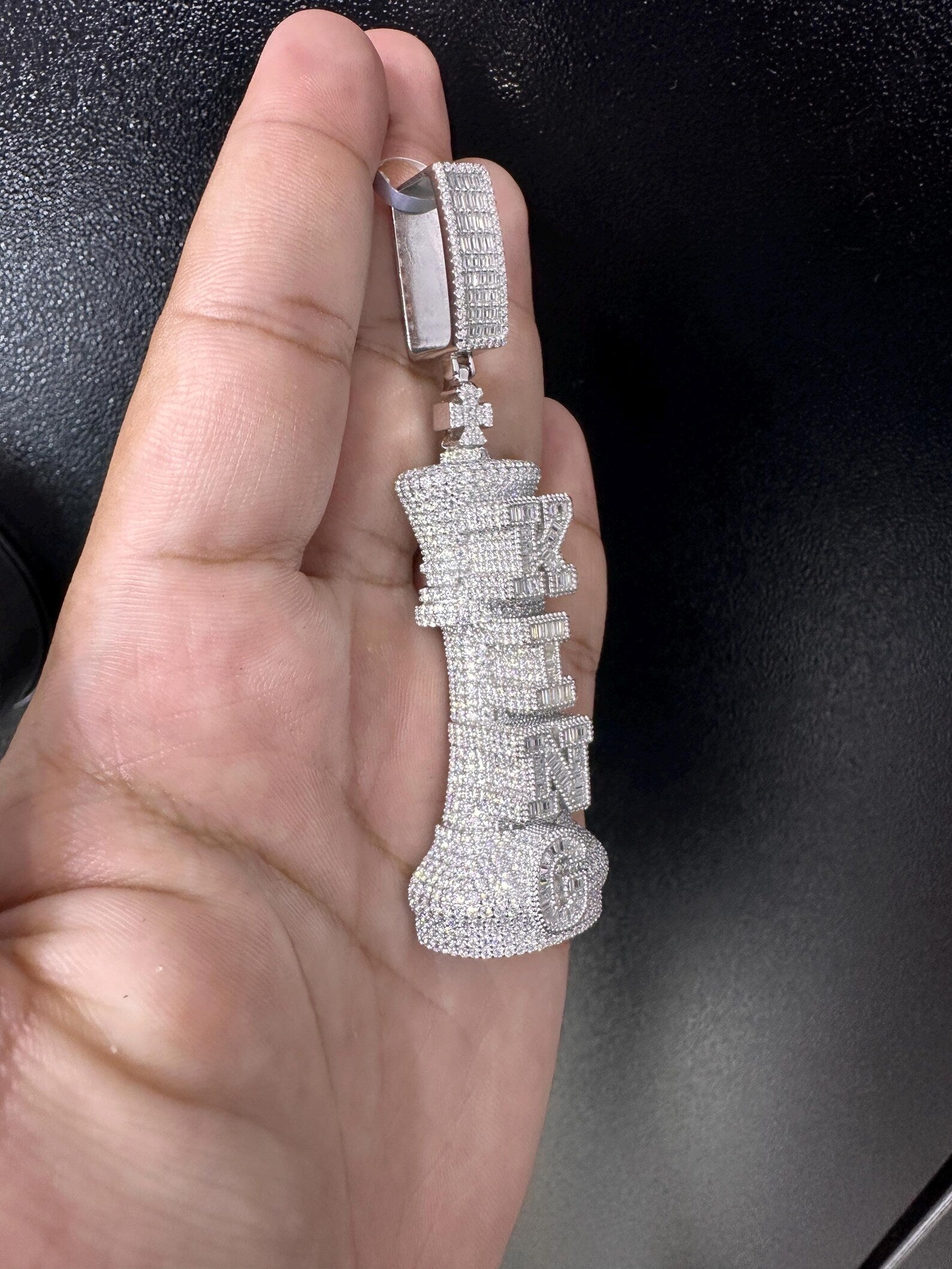 Custom King Chess Piece Pendant VVS1 Moissanite [14.77 CTW] 925 Sterling Silver