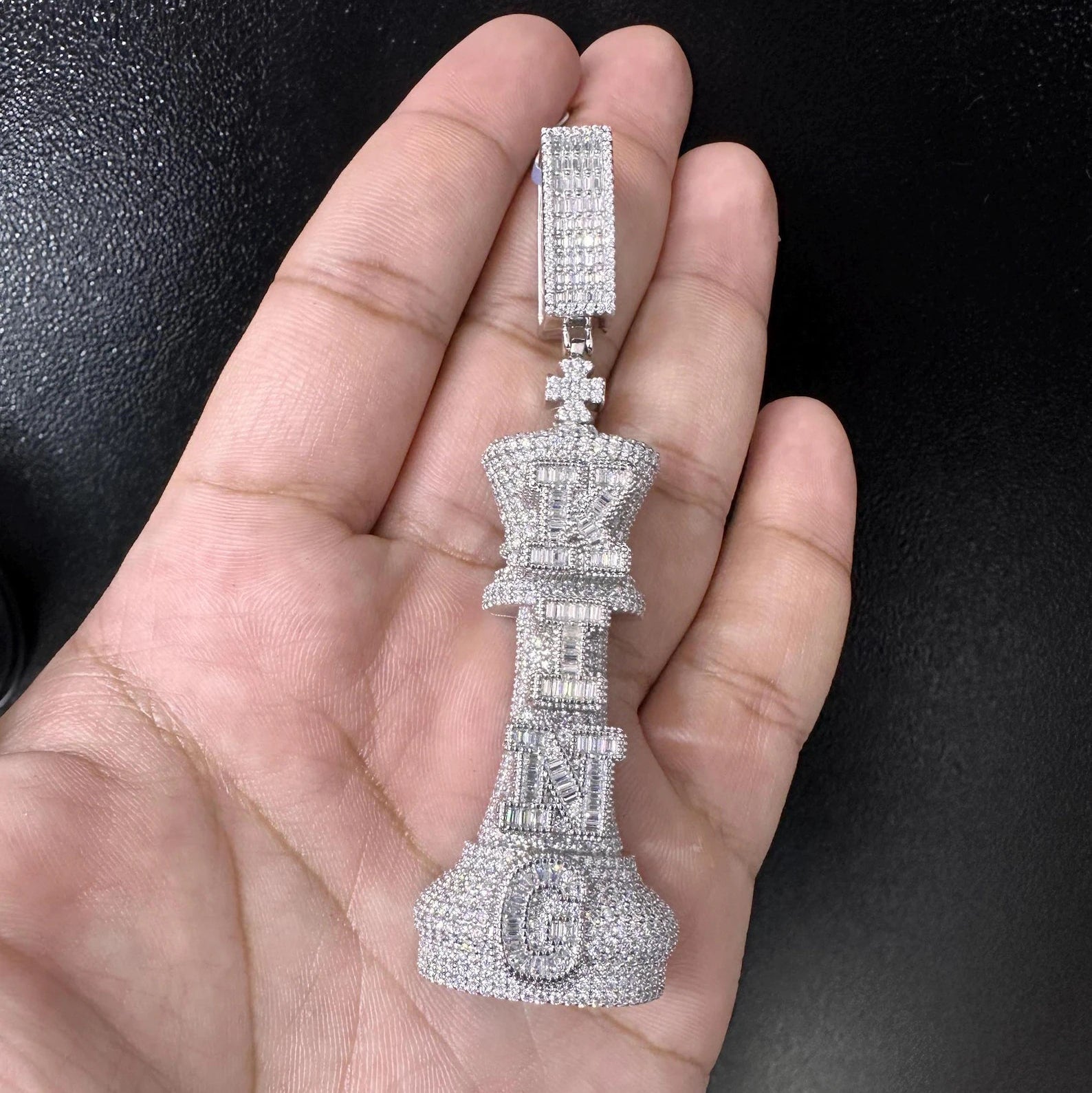 Custom King Chess Piece Pendant VVS1 Moissanite [14.77 CTW] 925 Sterling Silver
