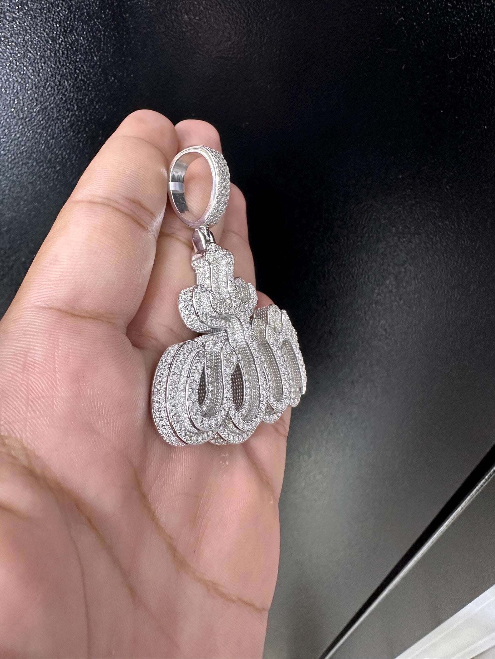 Allah Pendant VVS1 Moissanite [9.31CTW] 925 Sterling Silver