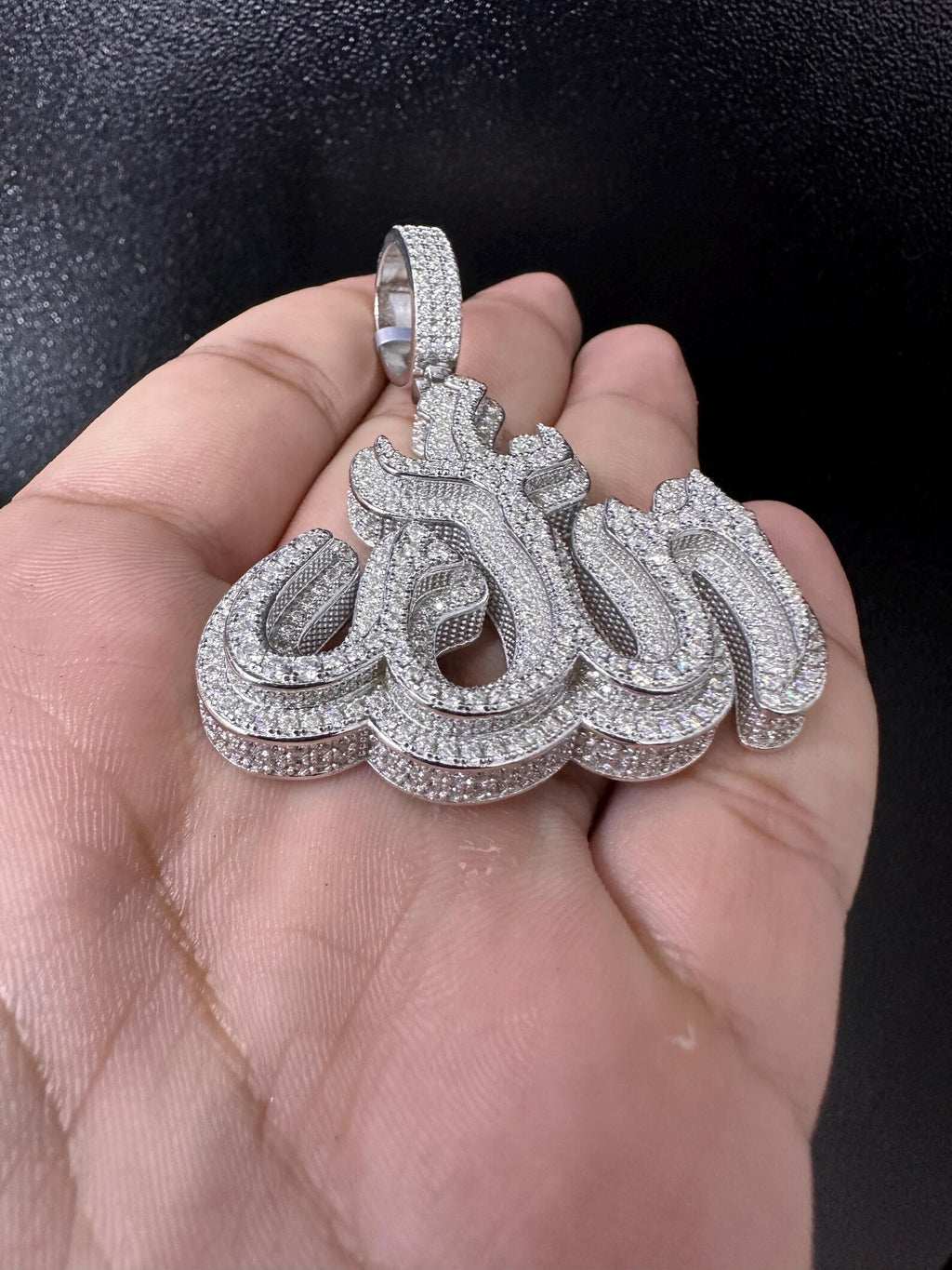Allah Pendant VVS1 Moissanite [9.31CTW] 925 Sterling Silver