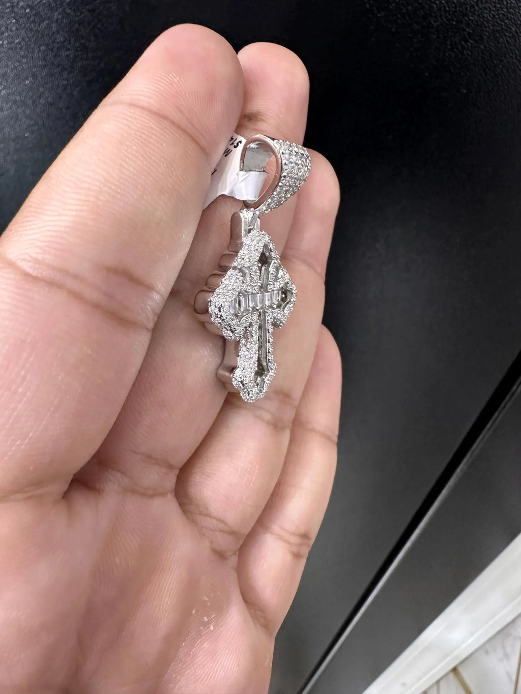 Baguette Cross Pendant VVS1 Moissanite [2.52 CTW] 925 Sterling Silver