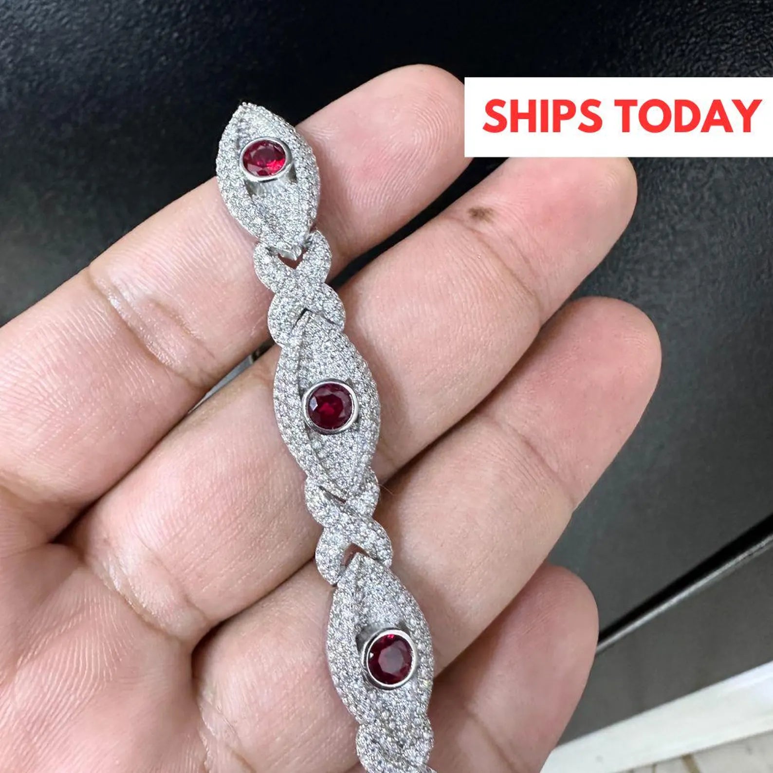 Infinity Evil Eye Bracelet [9.30CTW] Moissanites in 925 Sterling Silver