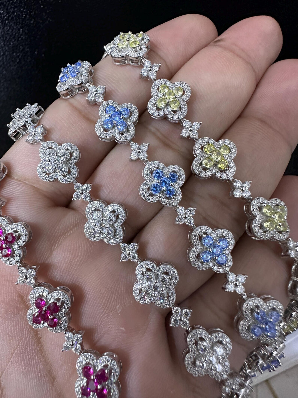 Flower Style Tennis Bracelet [5.83CTW] Moissanites in 925 Sterling Silver
