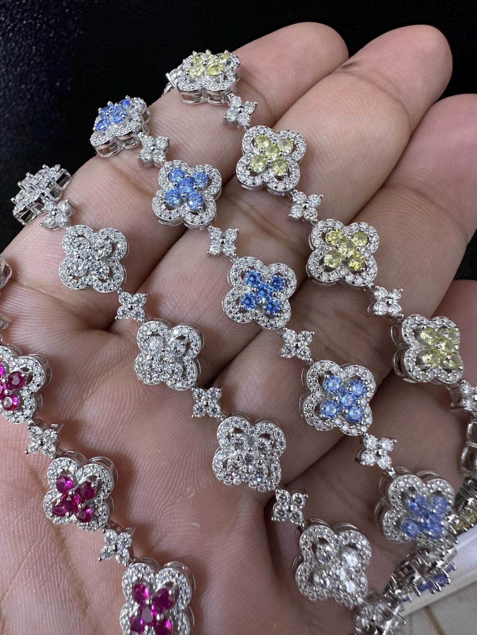 Flower Style Tennis Bracelet [5.83CTW] Moissanites in 925 Sterling Silver