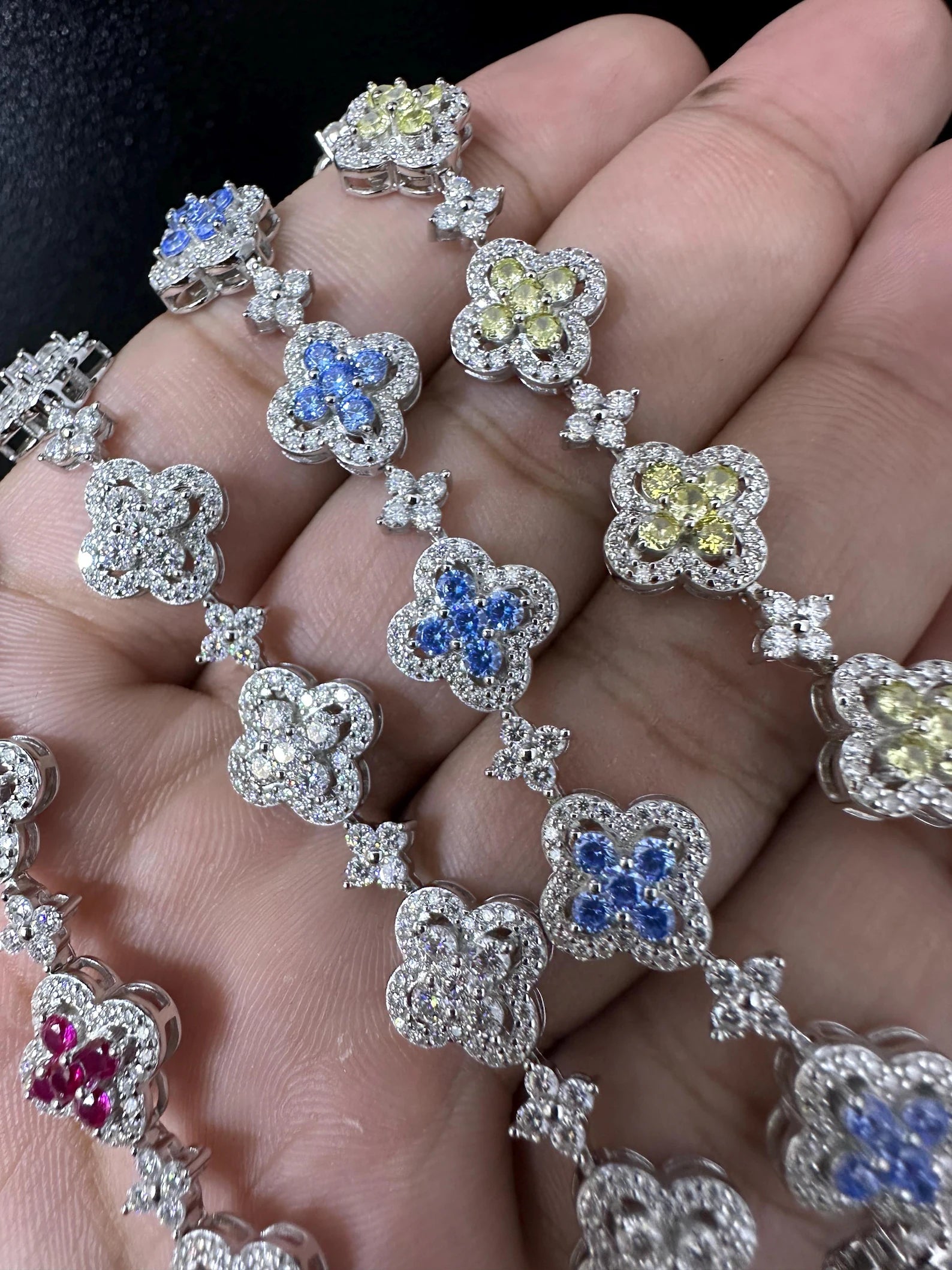 Flower Style Tennis Bracelet [5.83CTW] Moissanites in 925 Sterling Silver