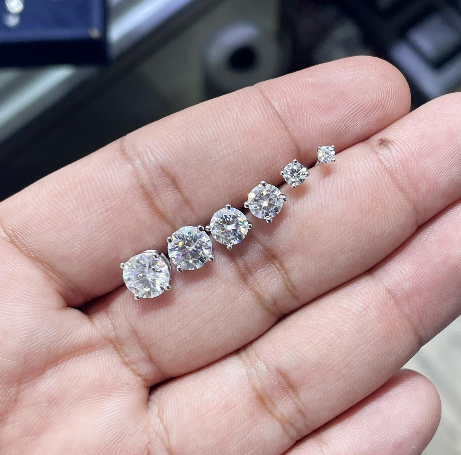 Round Solitaire Moissanite Stud Earrings 925 Sterling Silver