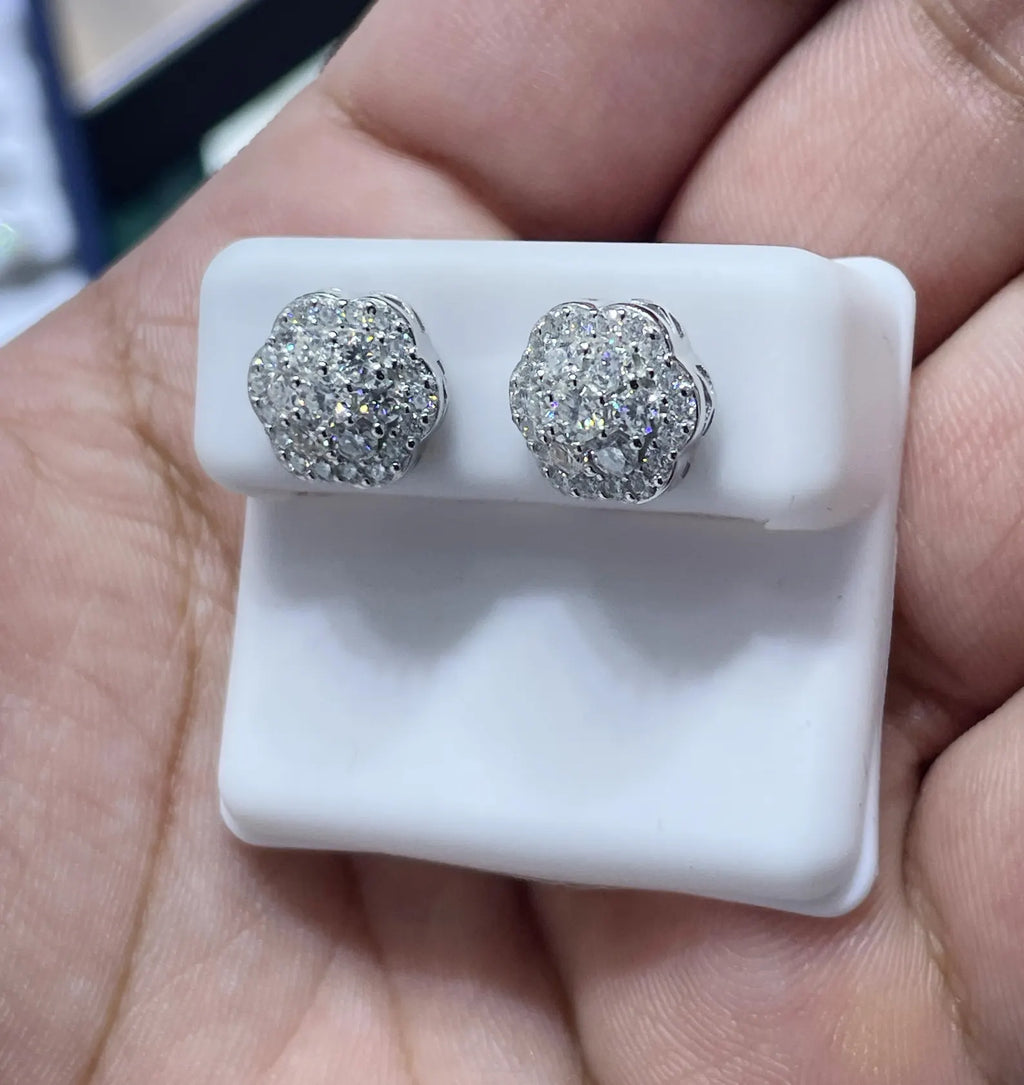 1.50 CTW Moissanite Floral Stud Earrings 925 Sterling Silver