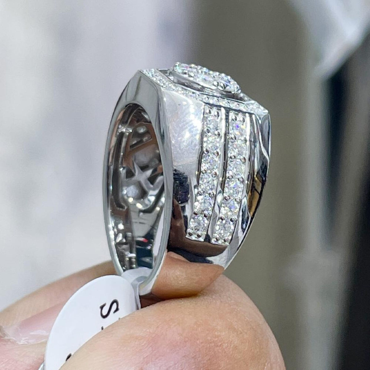 MOISSANITE 3D Baguette Dripping Sides Cluster Iced Out Ring - 925 MOISSANITE 3D Baguette Dripping Sides Cluster Iced Out Ring - 925