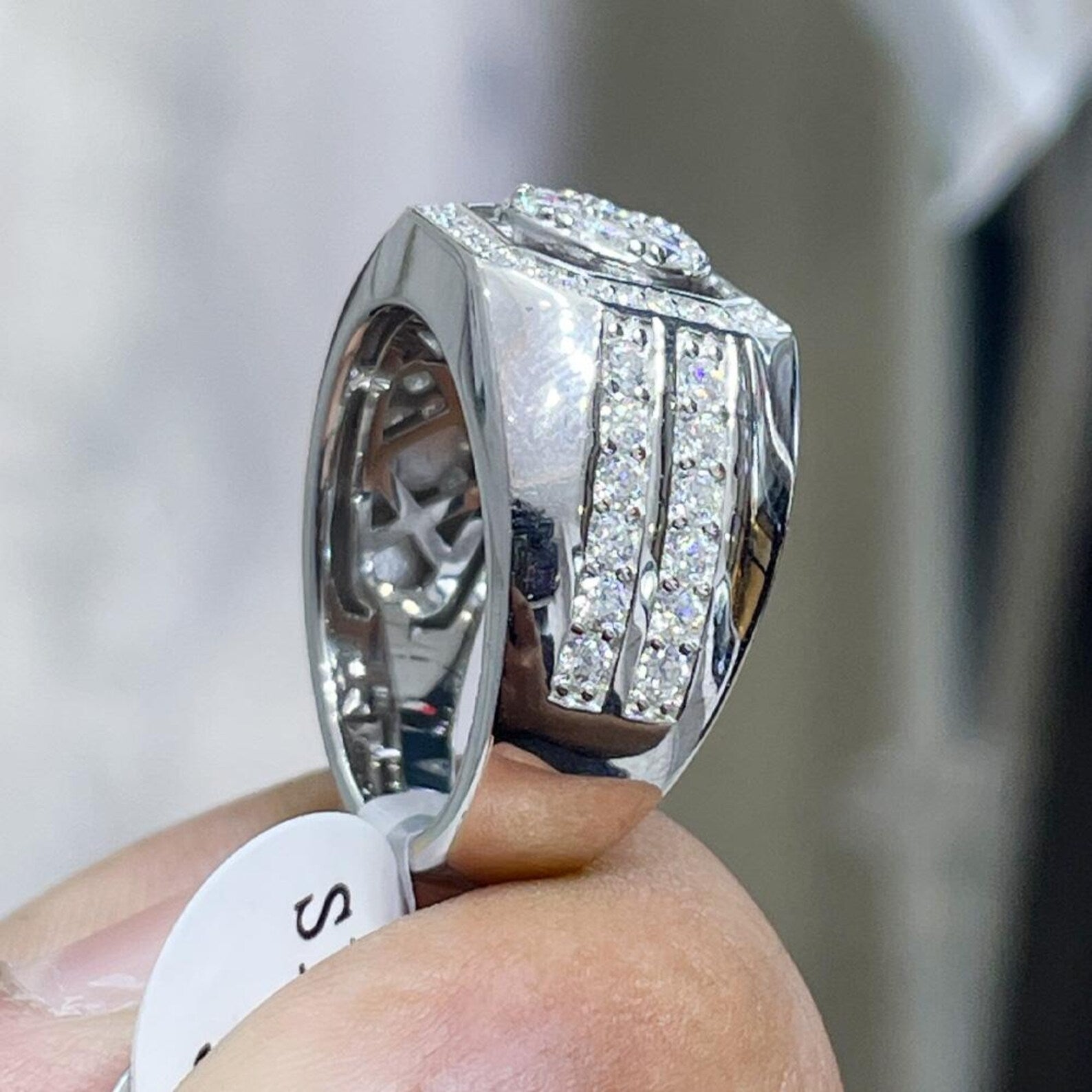 Men Moissanite Ring Iced Out [1.55 CTW] in 925 Sterling Silver