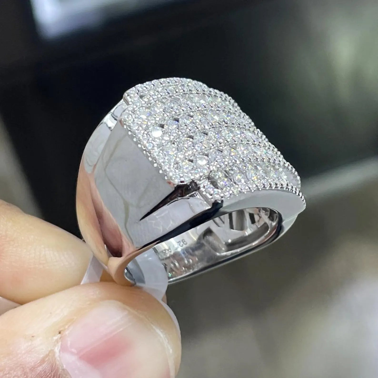 Men Moissanite Ring Iced Out [3.14 CTW] in 925 Sterling Silver