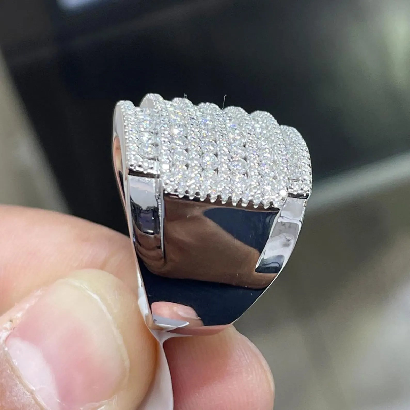 Men Moissanite Ring Iced Out [3.14 CTW] in 925 Sterling Silver