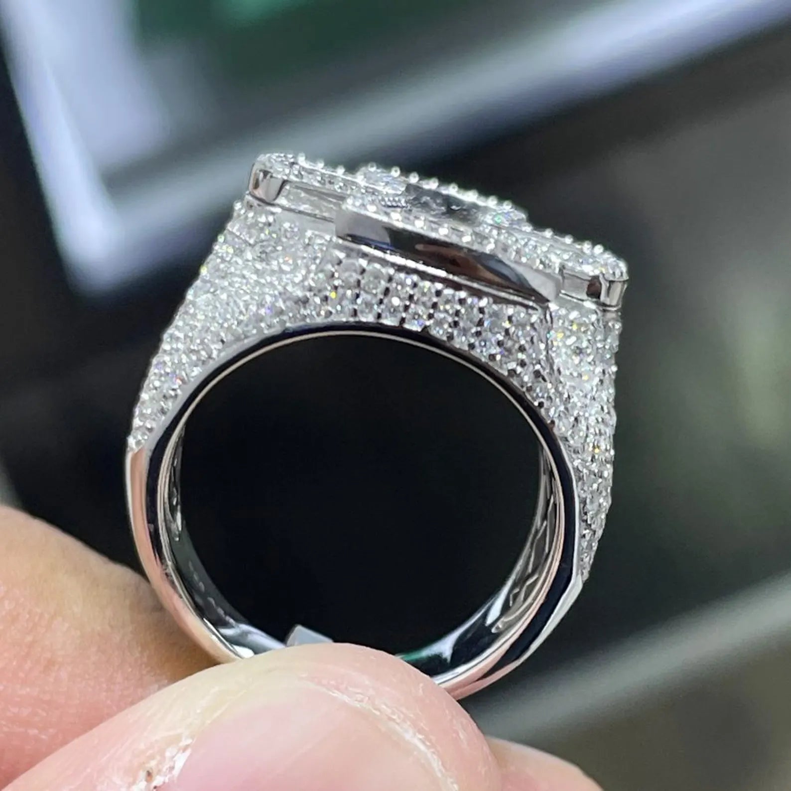 Men Moissanite Ring Iced Out Cross Shaped [4.97 CTW] in 925 Sterling Silver