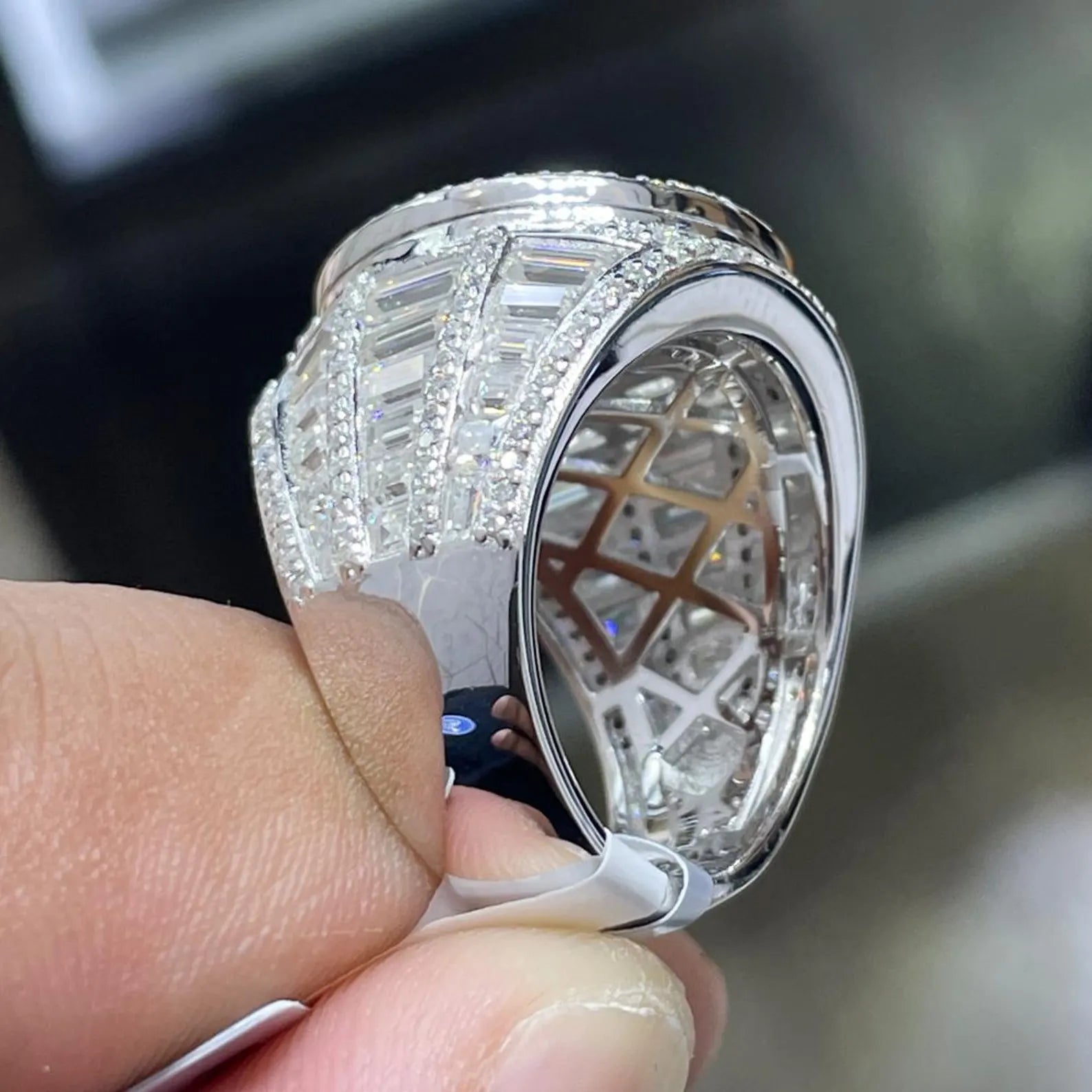 Men Moissanite Ring Iced Out Baguette [7.31 CTW] in 925 Sterling Silver