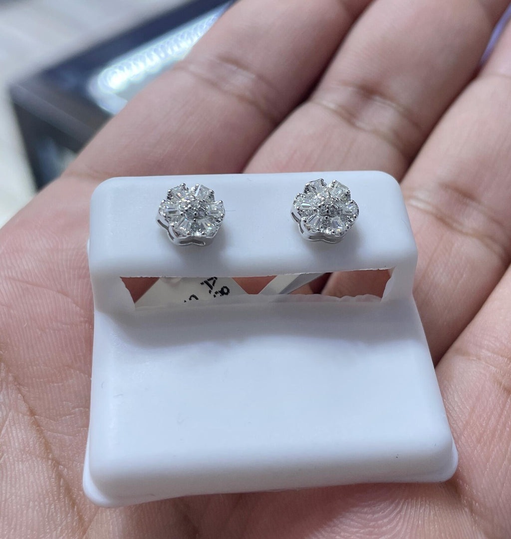 0.57 CTW Moissanite Floral Stud Earrings 925 Sterling Silver