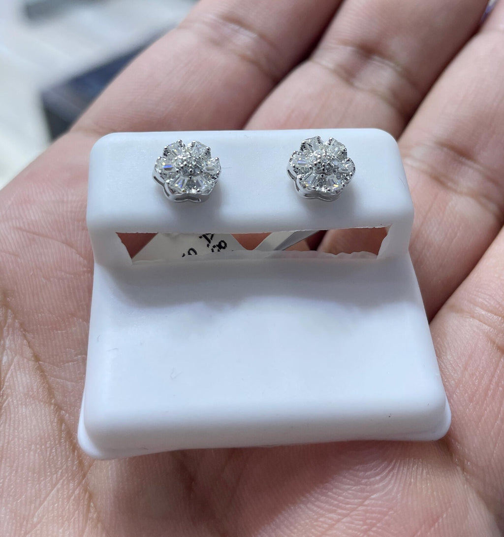 0.57 CTW Moissanite Floral Stud Earrings 925 Sterling Silver