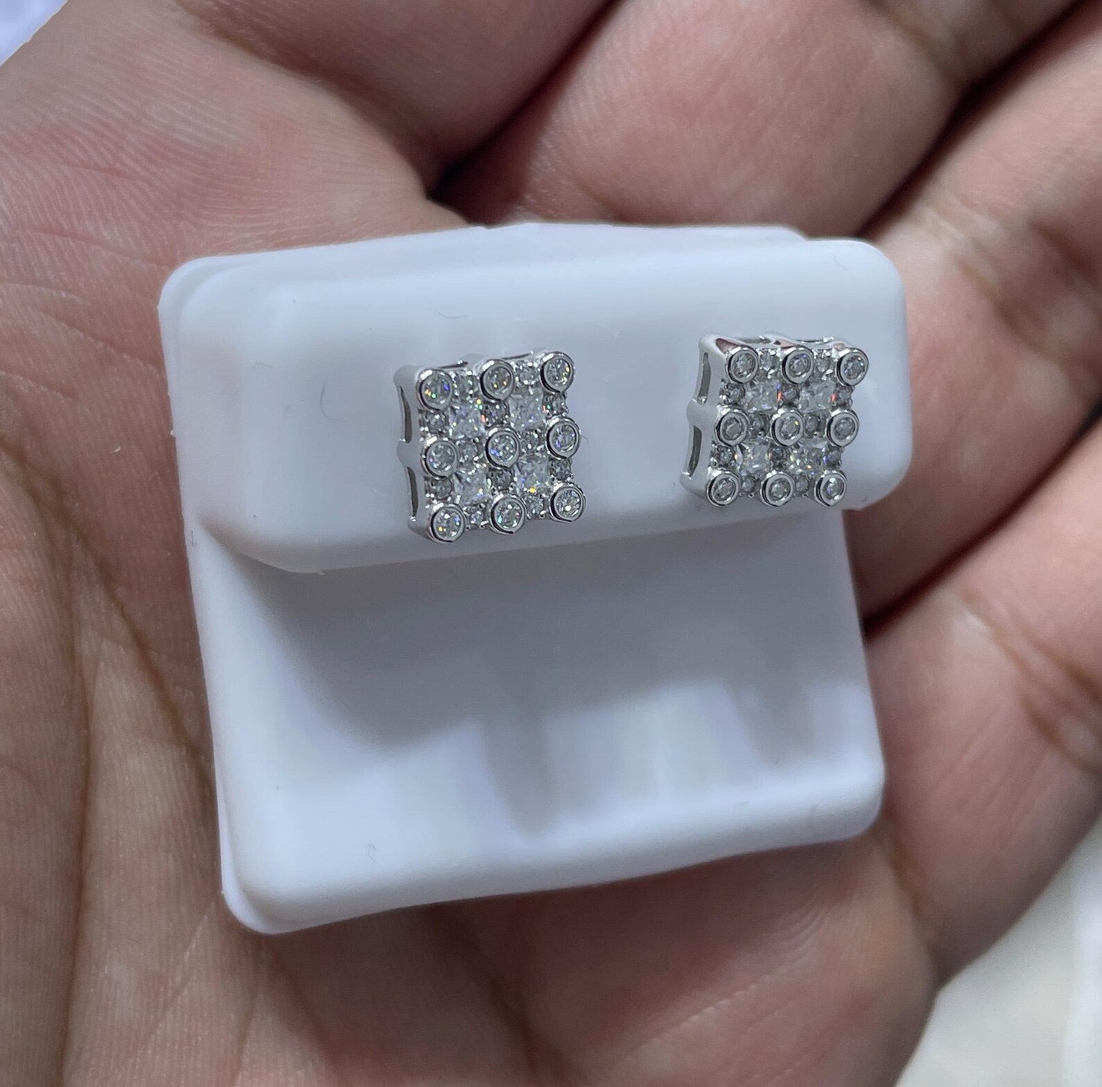 0.73 CTW Moissanite Baguette Stud Earrings 925 Sterling Silver