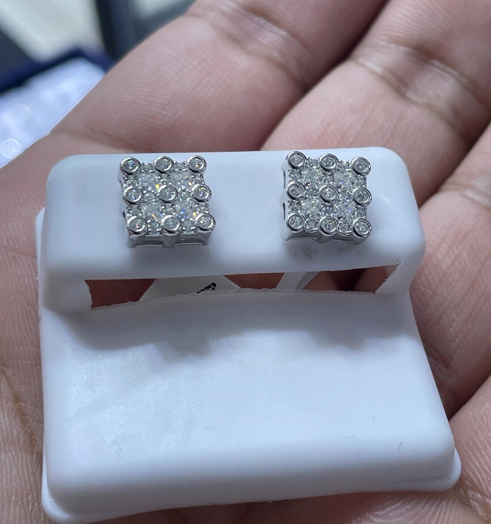 0.73 CTW Moissanite Baguette Stud Earrings 925 Sterling Silver