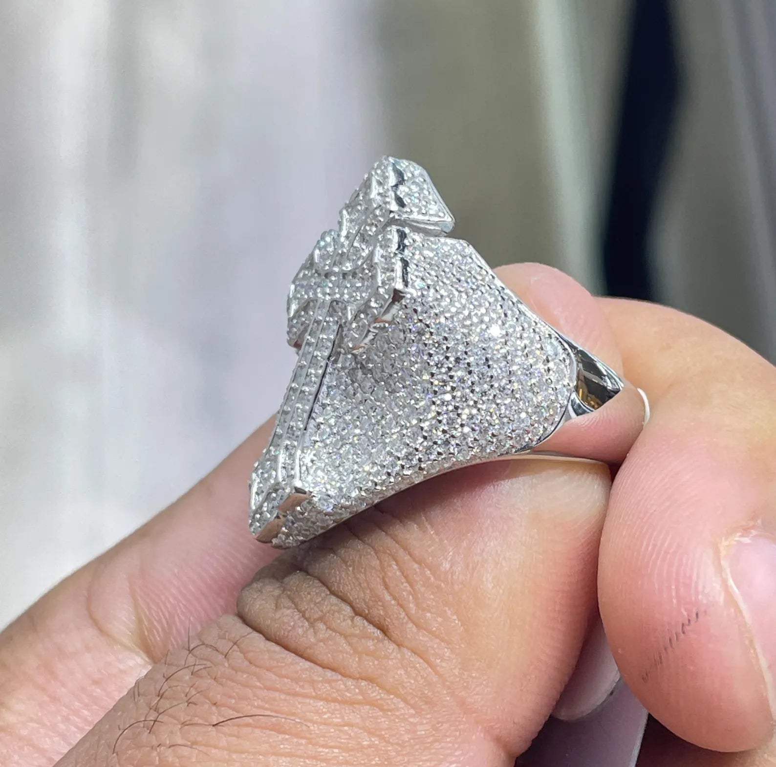 Men Moissanite Ring Cross Style [3.60 CTW] in 925 Sterling Silver