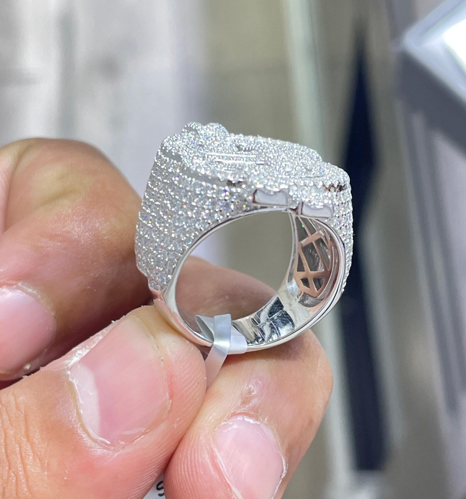 Men Moissanite Ring Dollar Sign Shaped [4.79 CTW] in 925 Sterling Silver