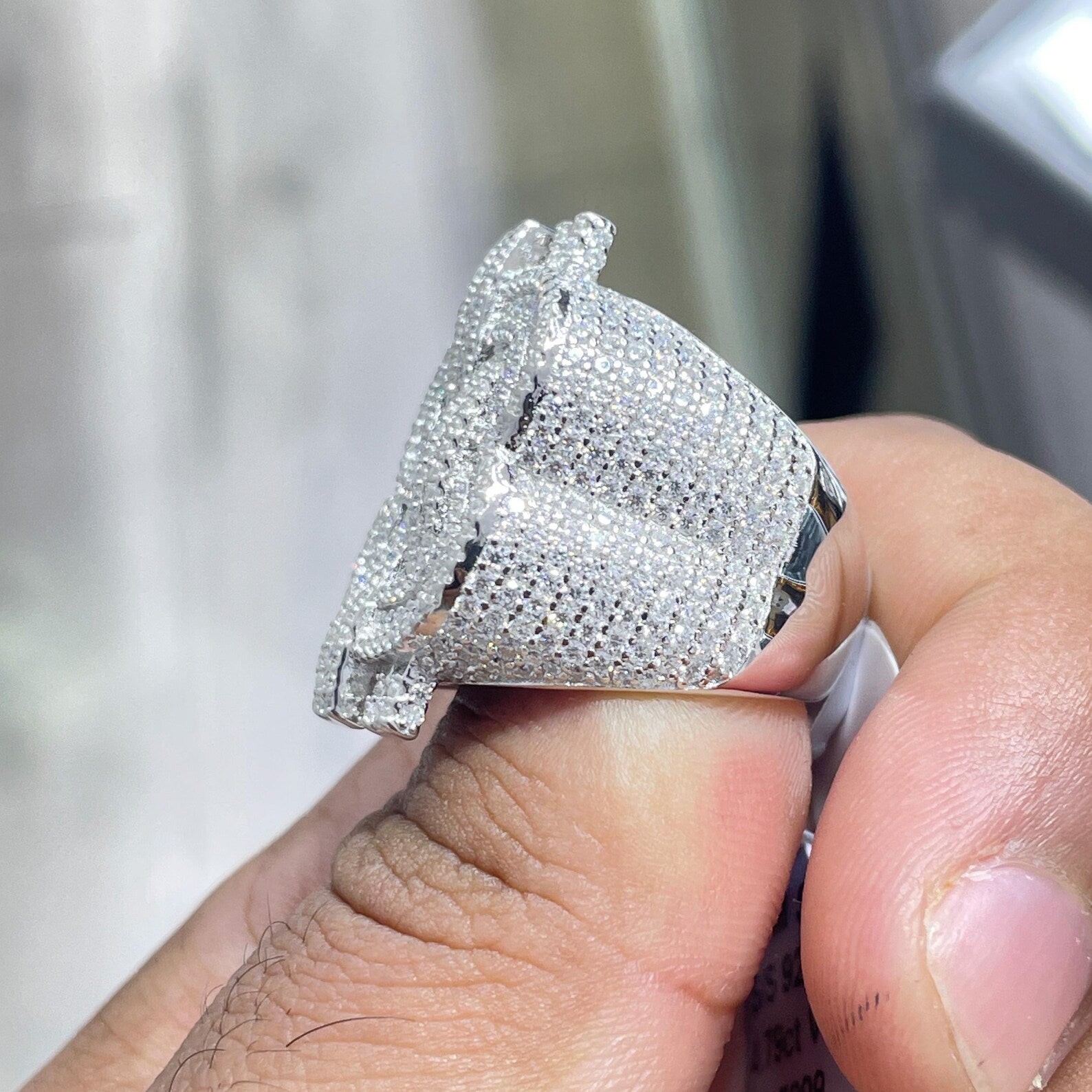 Men Moissanite Ring Dollar Sign Shaped [4.79 CTW] in 925 Sterling Silver