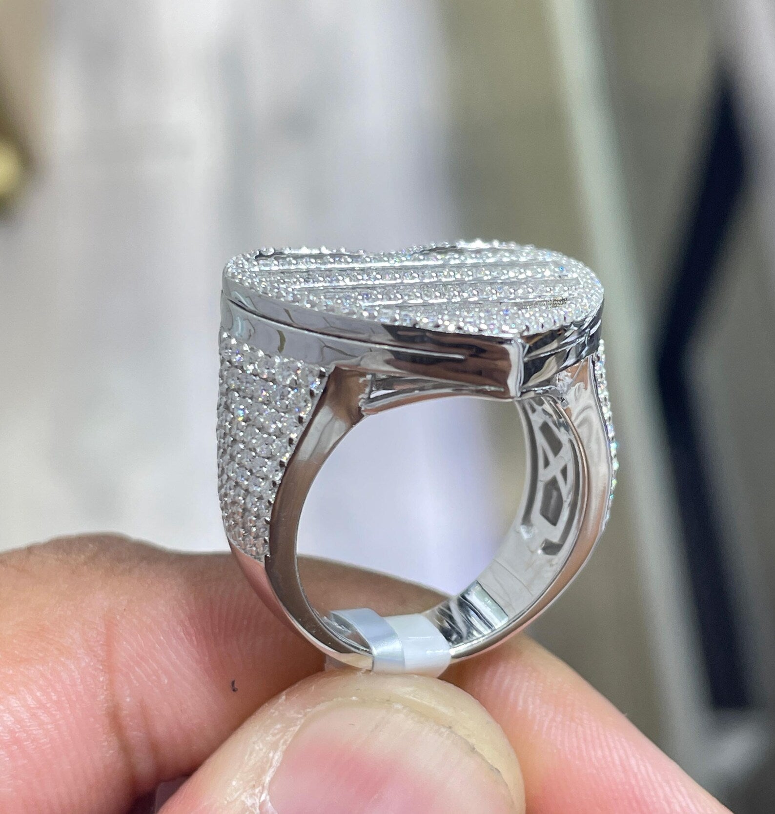 Men Moissanite Ring Heart Shaped [3.48 CTW] in 925 Sterling Silver