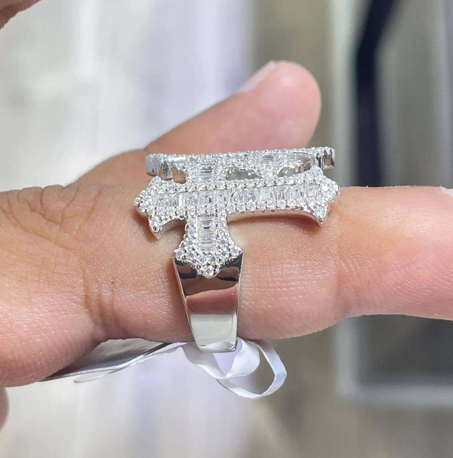 Men Moissanite Ring Cross Shaped [3.25 CTW] in 925 Sterling Silver