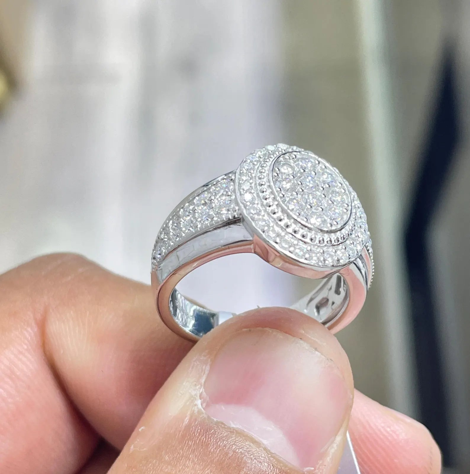Men Moissanite Ring Oval Shaped [1.98 CTW] in 925 Sterling Silver