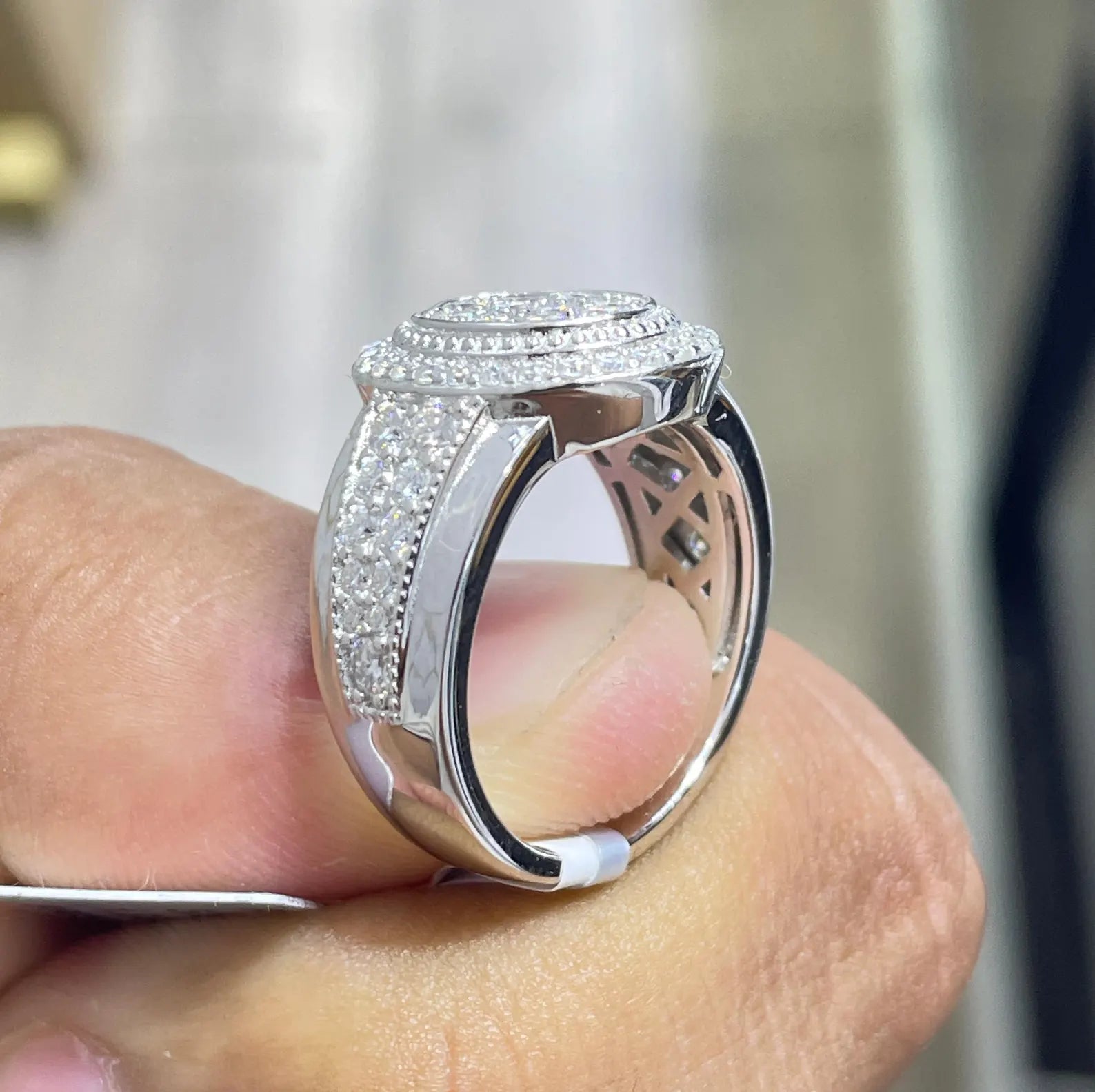 Men Moissanite Ring Oval Shaped [1.98 CTW] in 925 Sterling Silver