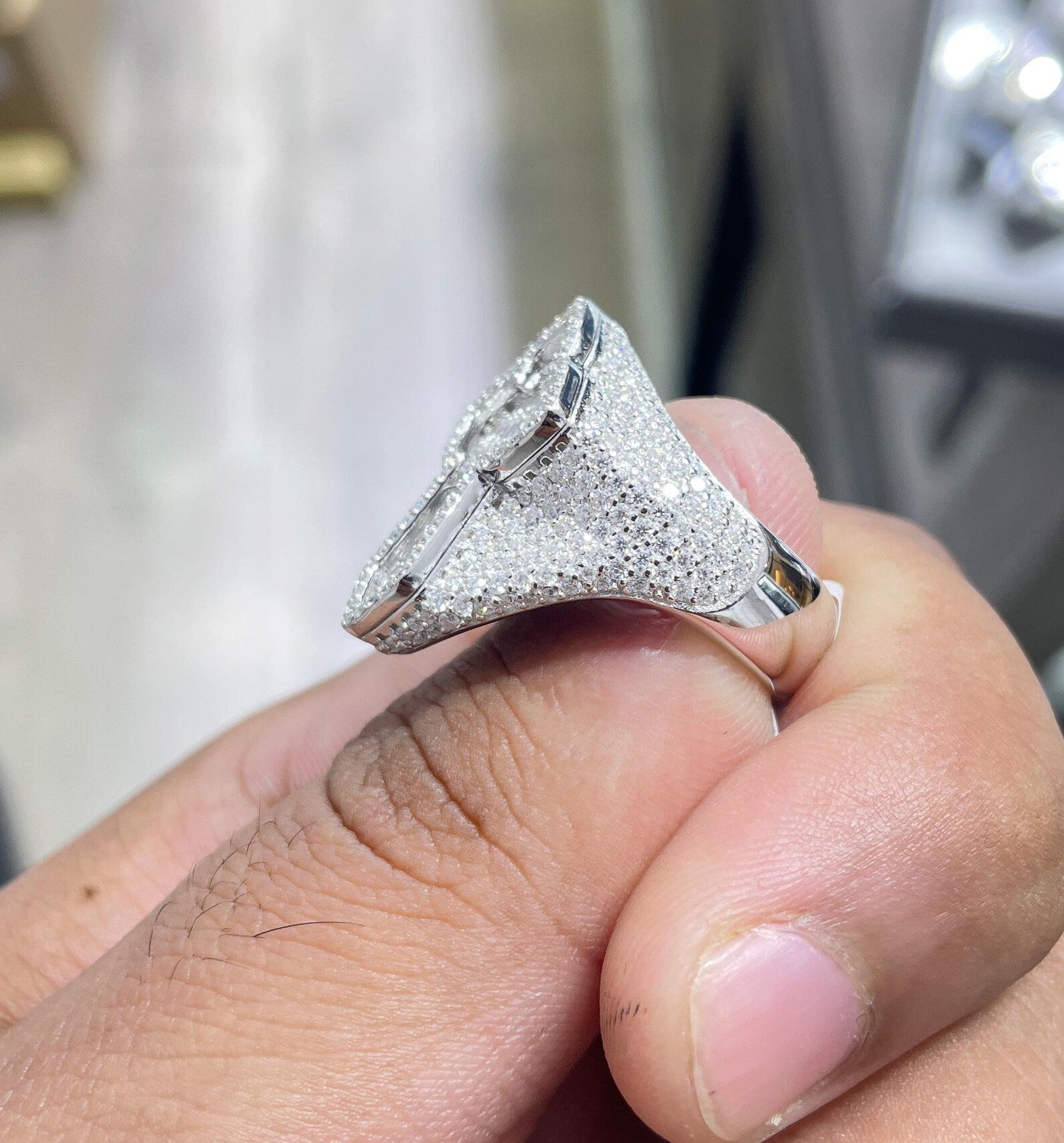 Men Moissanite Ring Cross Shaped [5.82 CTW] in 925 Sterling Silver