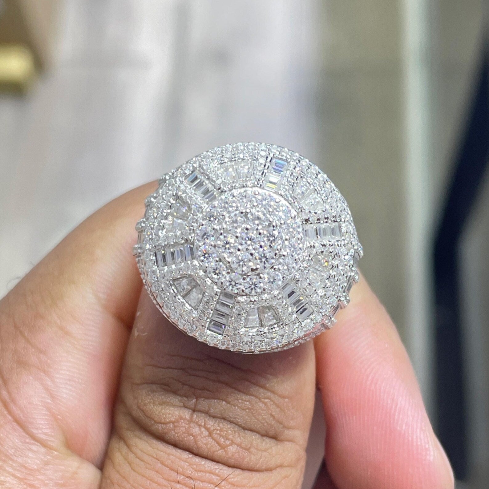 Men Moissanite Ring Dome Style [6.60 CTW] in 925 Sterling Silver