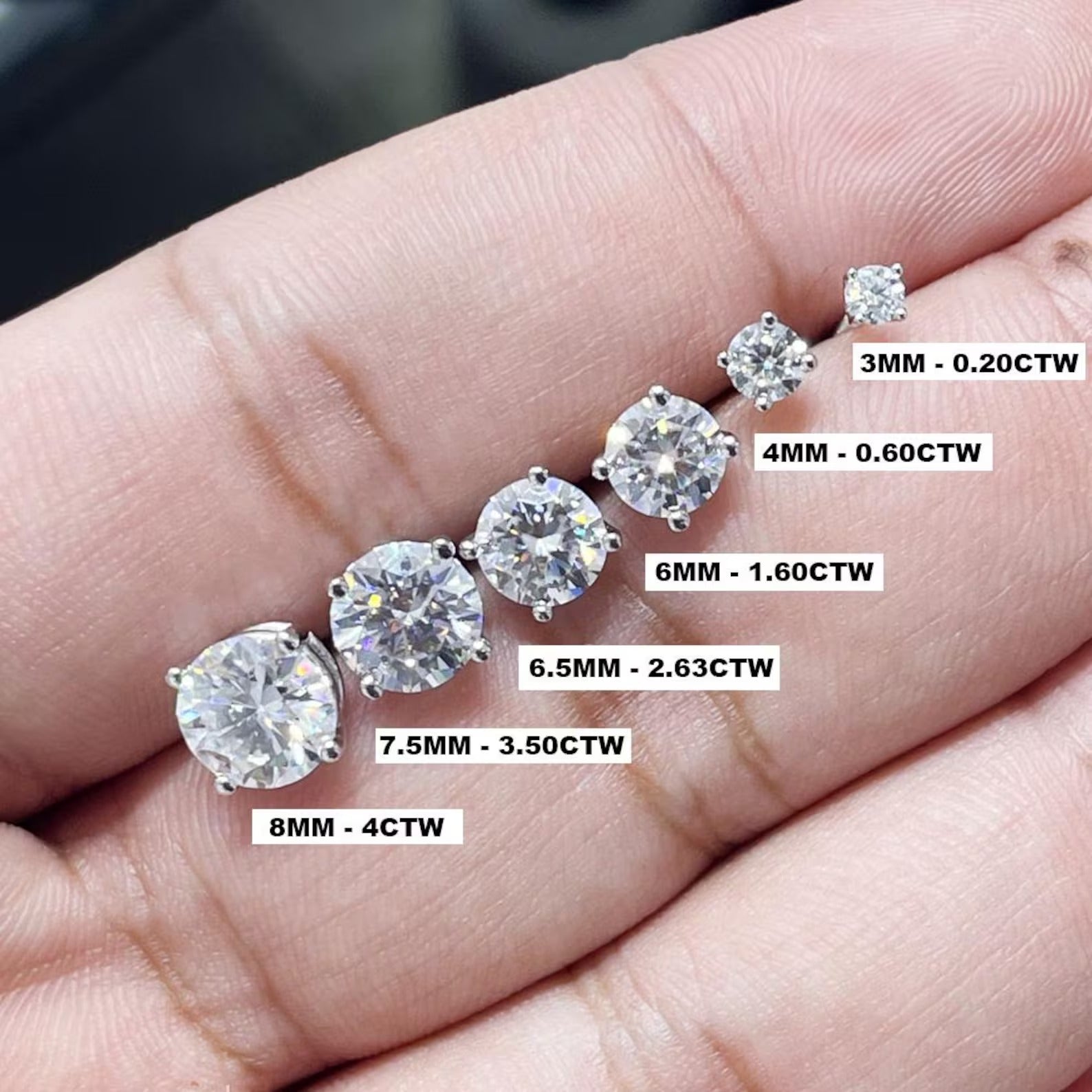 Round Solitaire Moissanite Stud Earrings 925 Sterling Silver