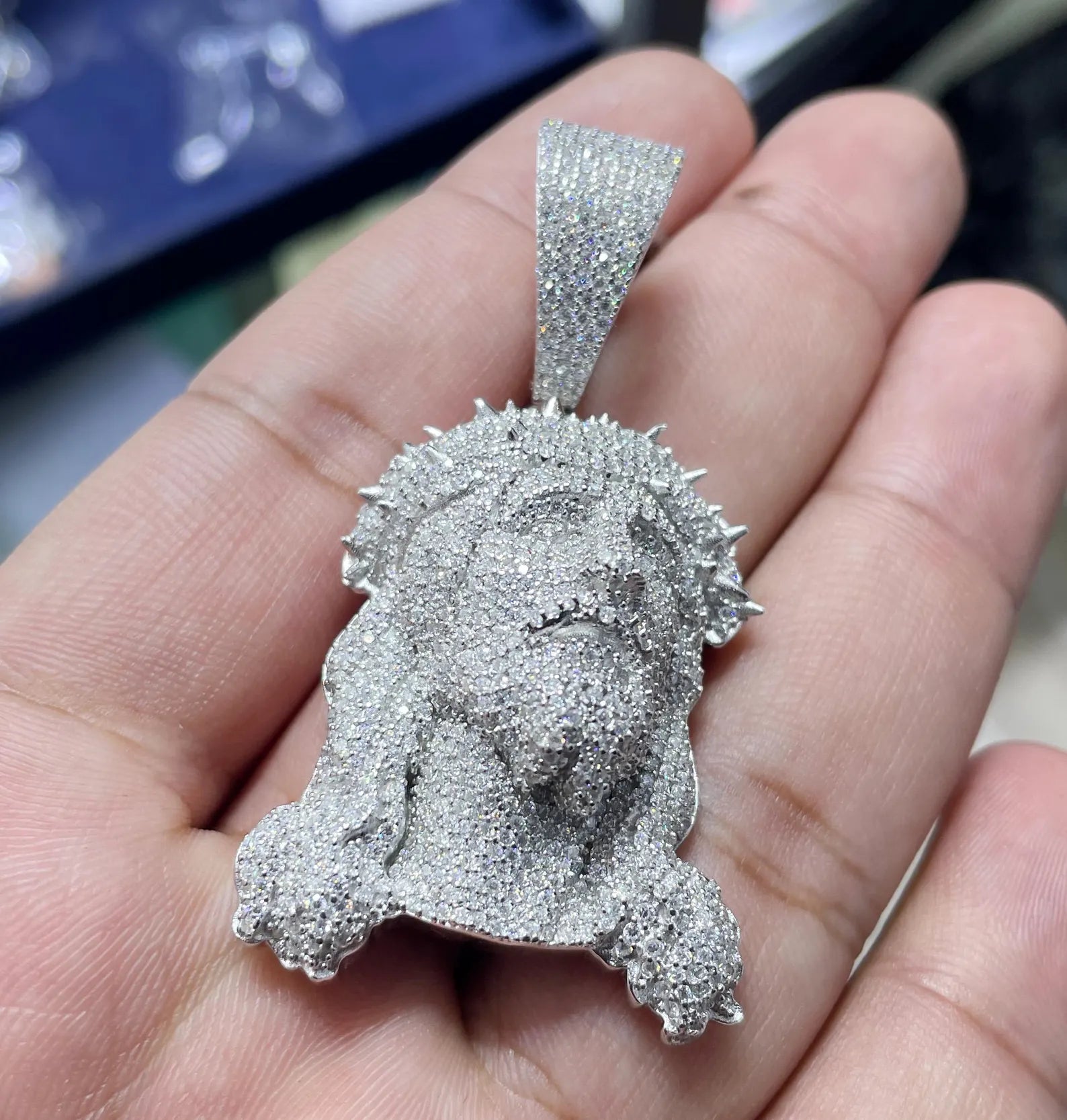 3D Jesus Face Pendant VVS1 Moissanite [5.65 CTW] 925 Sterling Silver