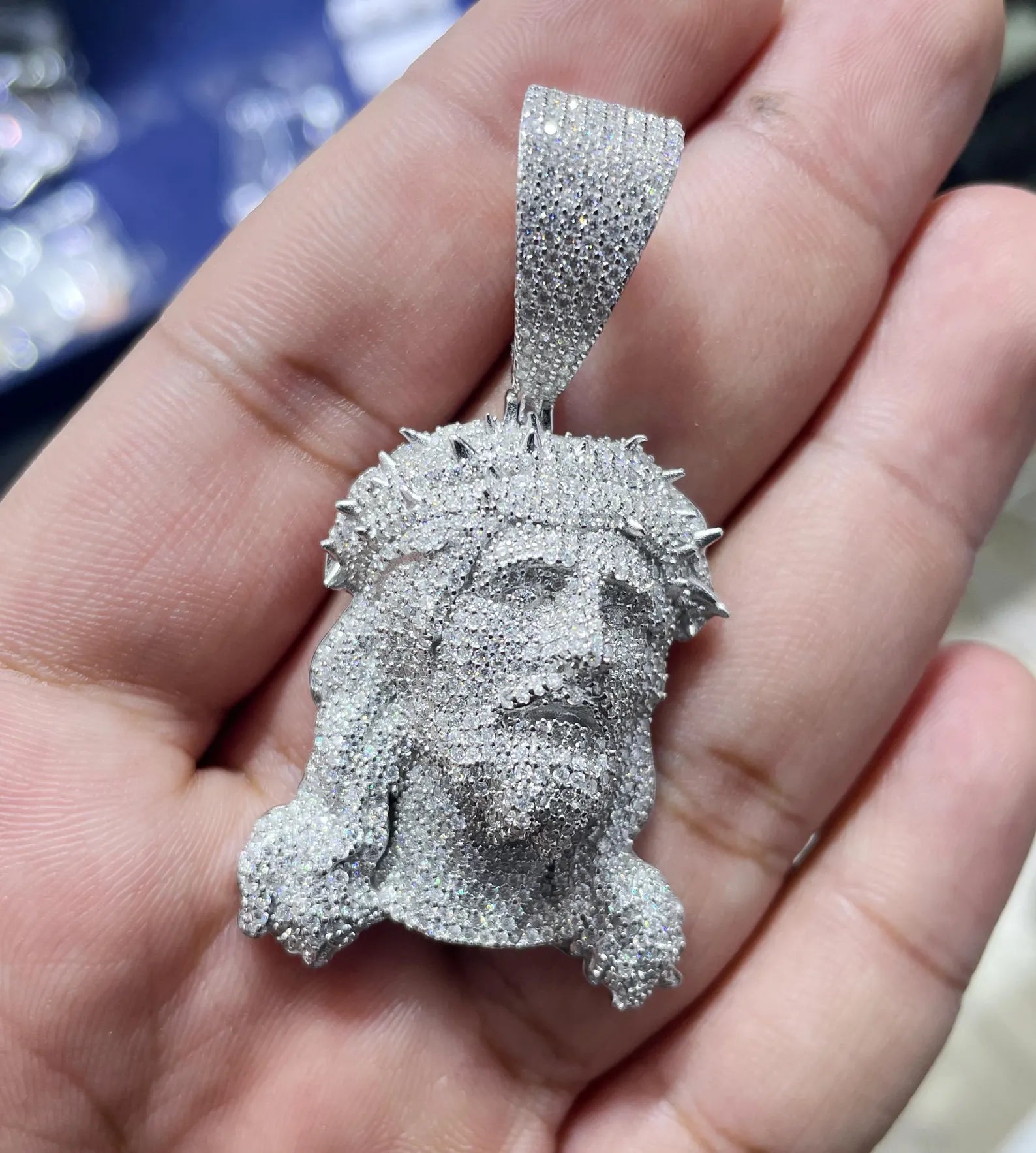 3D Jesus Face Pendant VVS1 Moissanite [5.65 CTW] 925 Sterling Silver