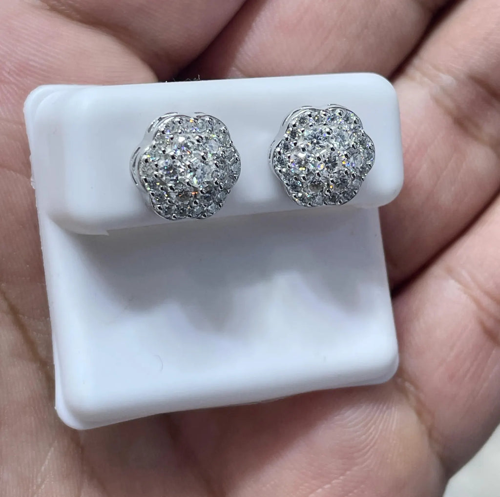 1.50 CTW Moissanite Floral Stud Earrings 925 Sterling Silver