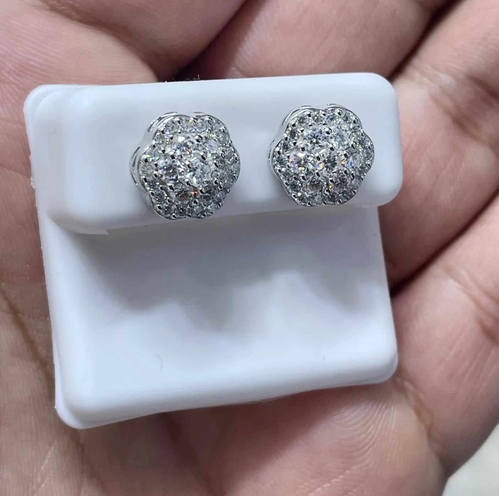 1.50 CTW Moissanite Floral Stud Earrings 925 Sterling Silver
