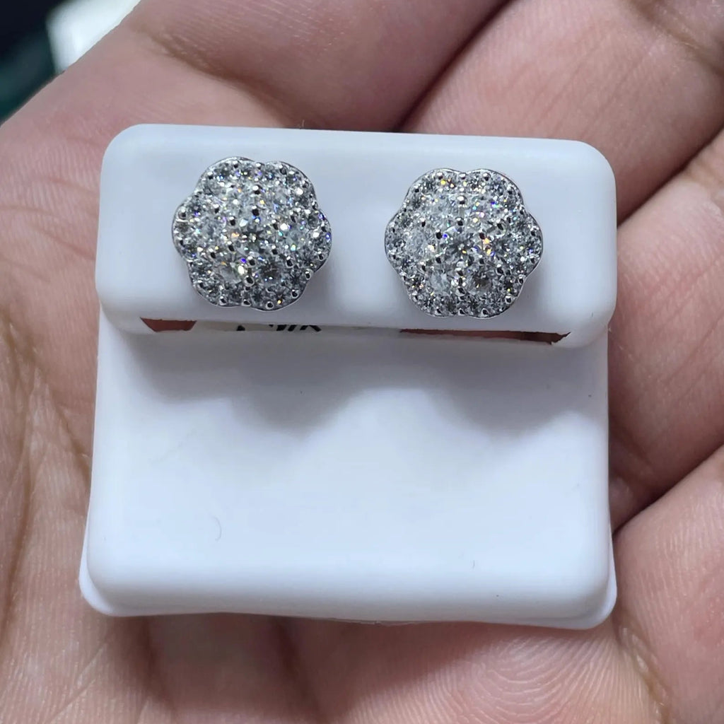 1.50 CTW Moissanite Floral Stud Earrings 925 Sterling Silver