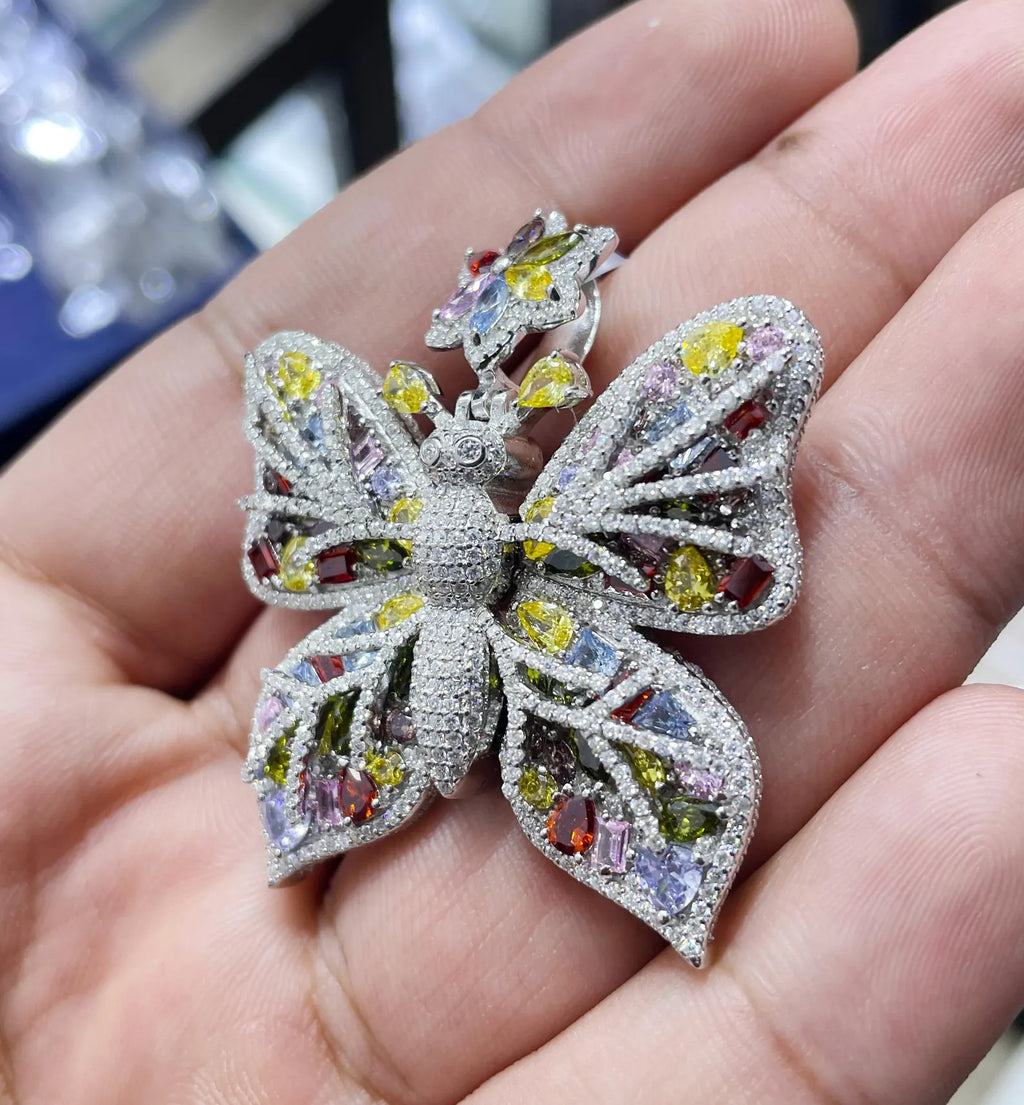 Custom Butterfly Pendant VVS1 Moissanite [4.50 CTW] 925 Sterling Silver