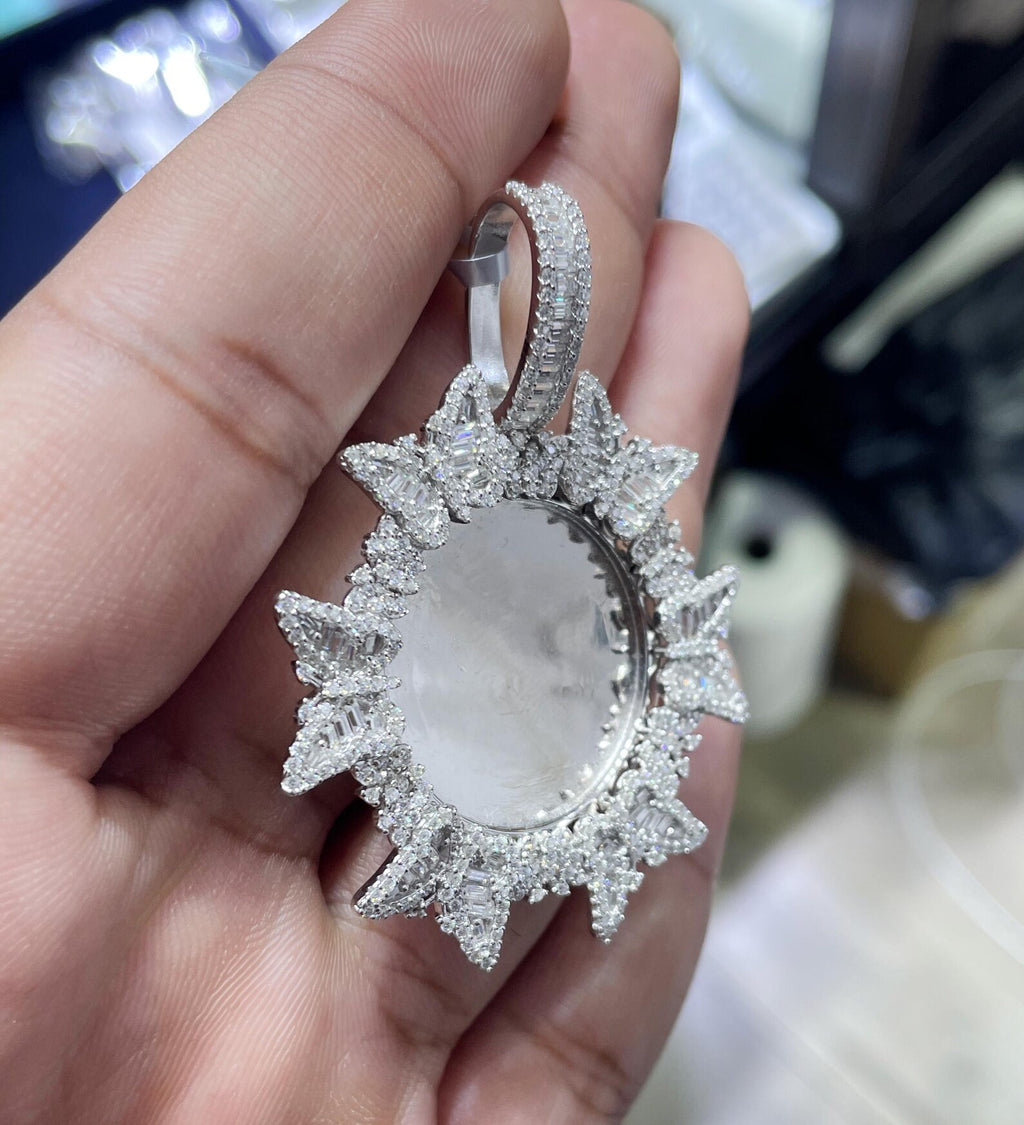 Custom Butterfly Border Memory Charm Pendant VVS1 Moissanite [4.18 CTW] 925 Sterling Silver
