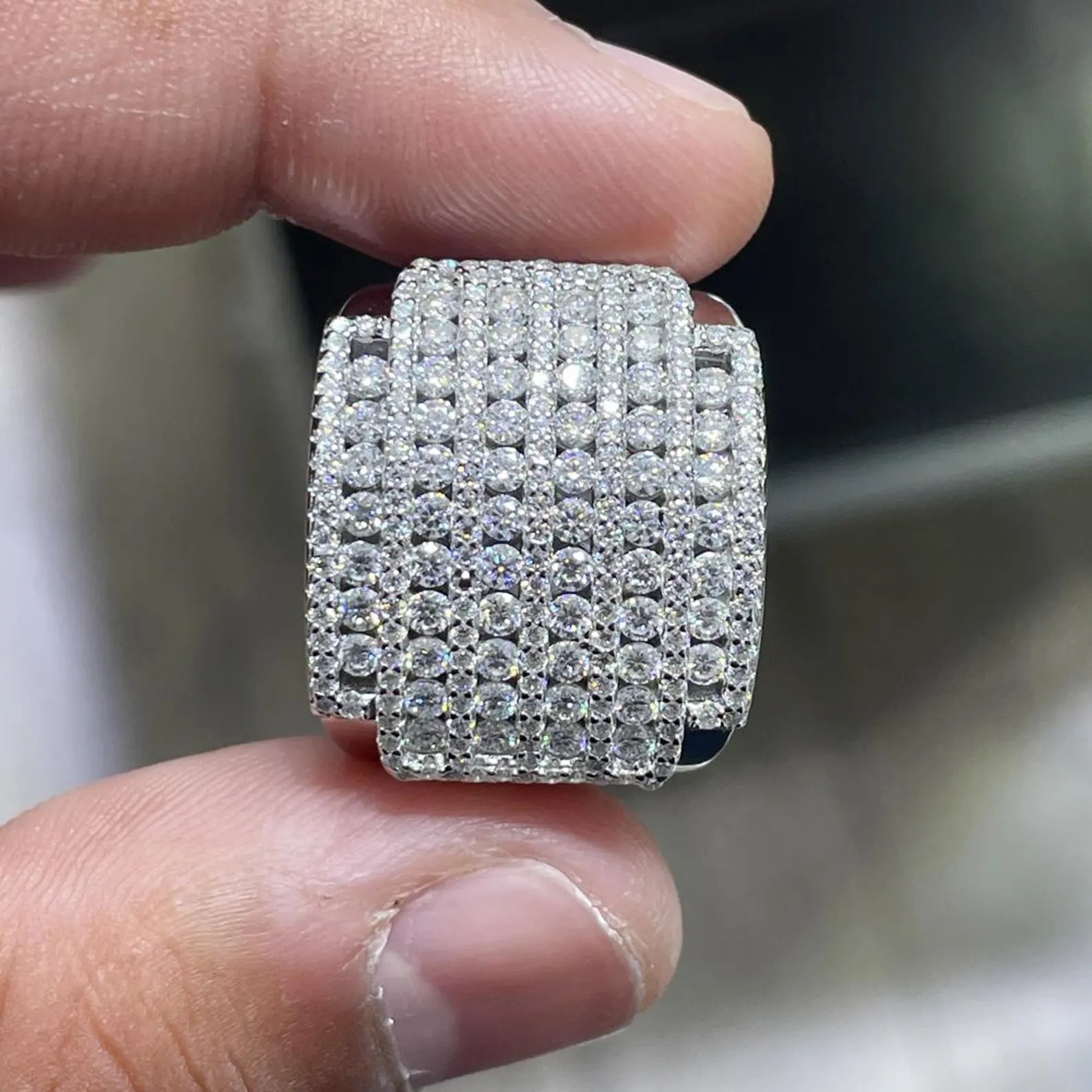 Men Moissanite Ring Iced Out [3.14 CTW] in 925 Sterling Silver