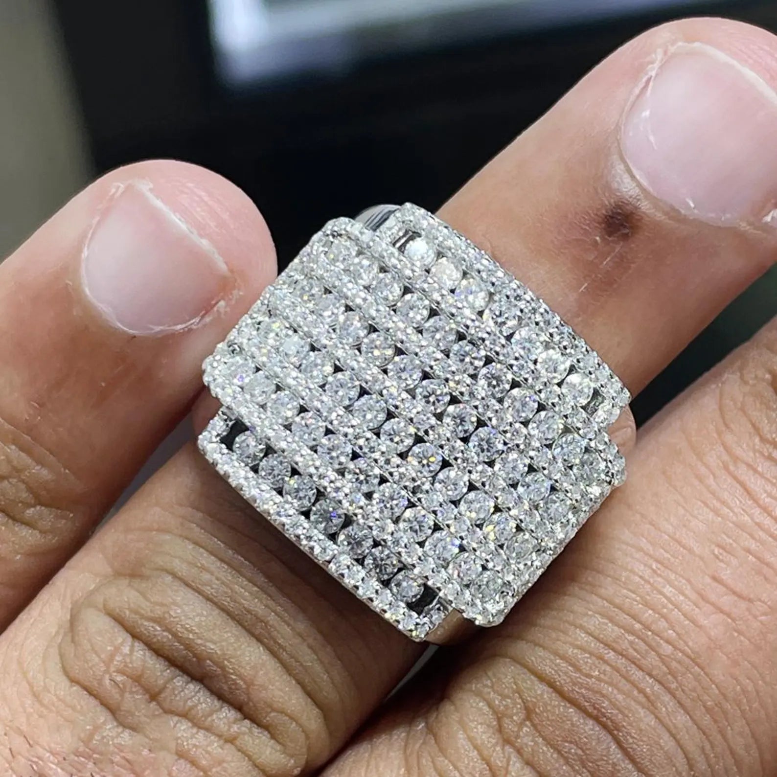 Men Moissanite Ring Iced Out [3.14 CTW] in 925 Sterling Silver